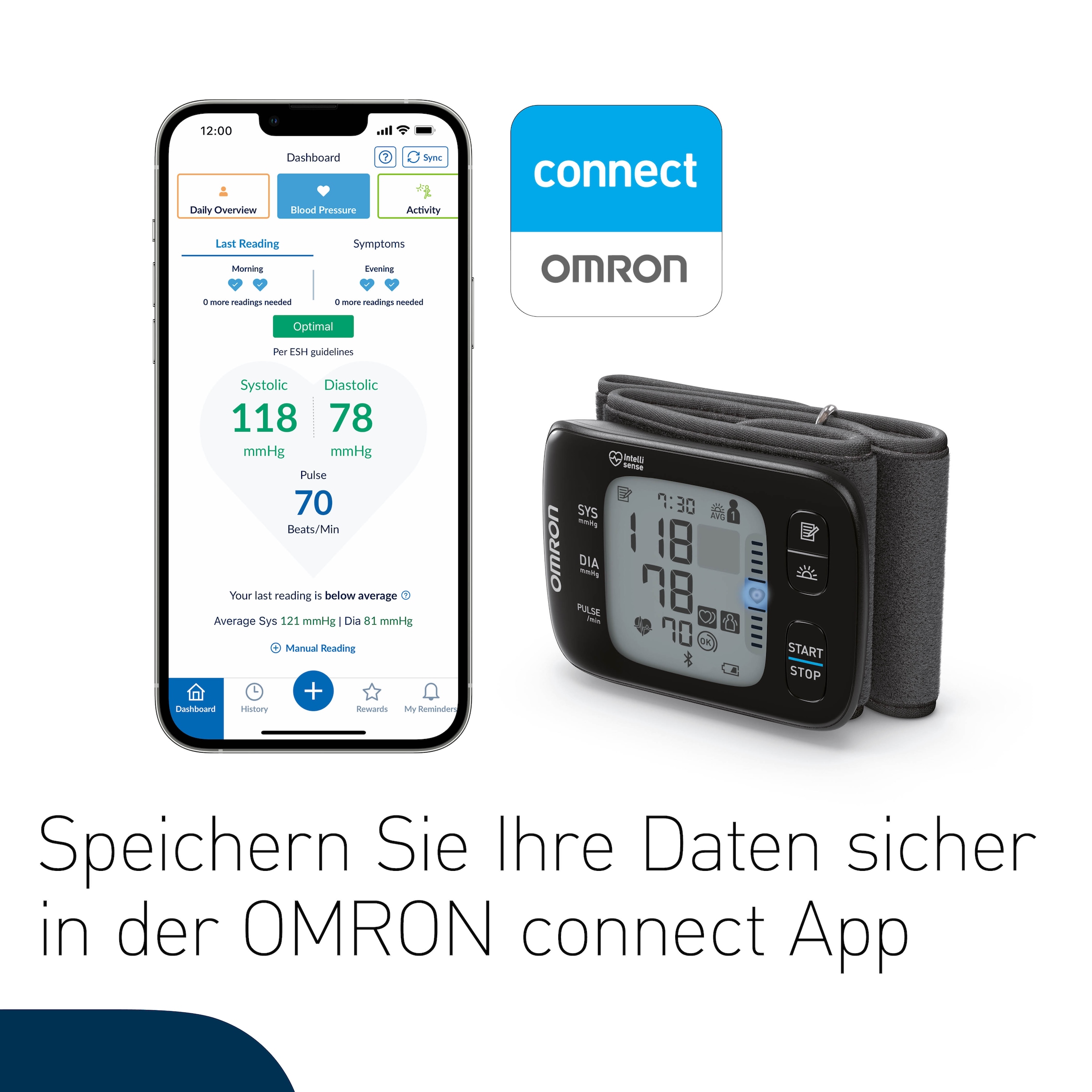 Omron Handgelenk-Blutdruckmessgerät »OMRON RS7 Intelli IT«, Klinisch validiert – auch bei Übergewicht, mit OMRON connect App