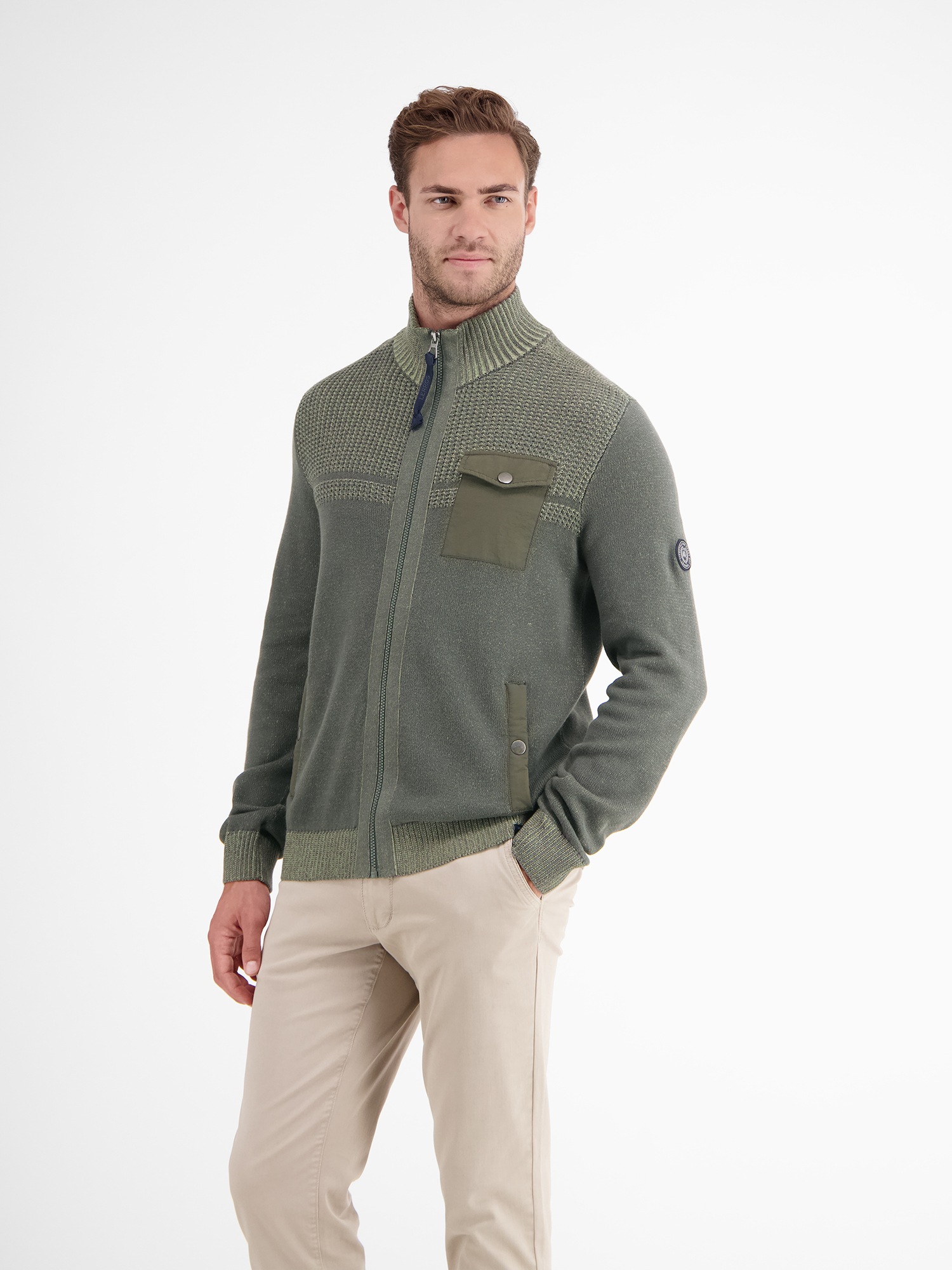 LERROS Strickjacke »LERROS Strickjacke mit unterschiedlichen Strickstrukturen«