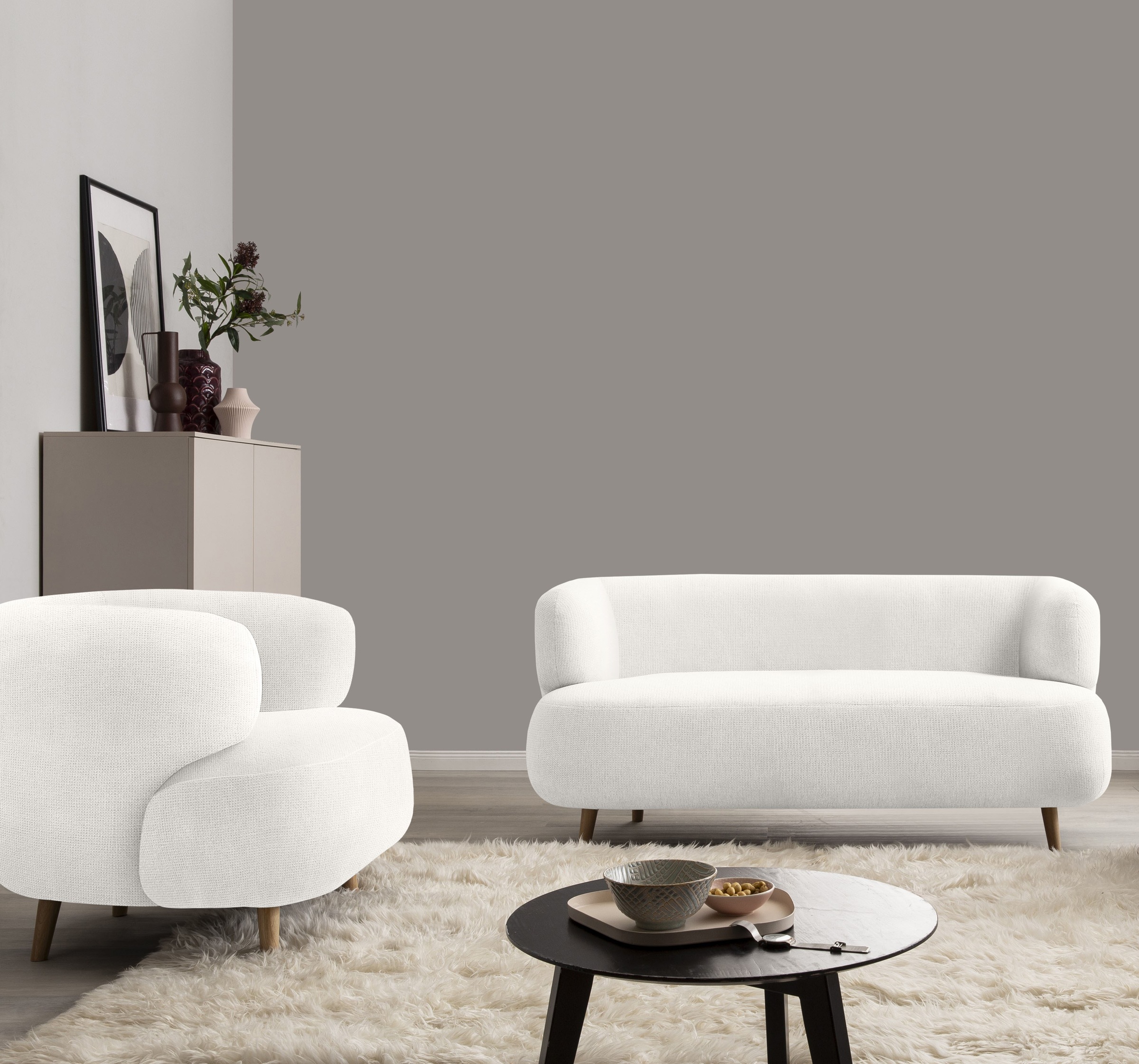 Home affaire Polstergarnitur »Tistam« 2-teilig, 2-Sitzer und Sessel, runde, günstig online kaufen