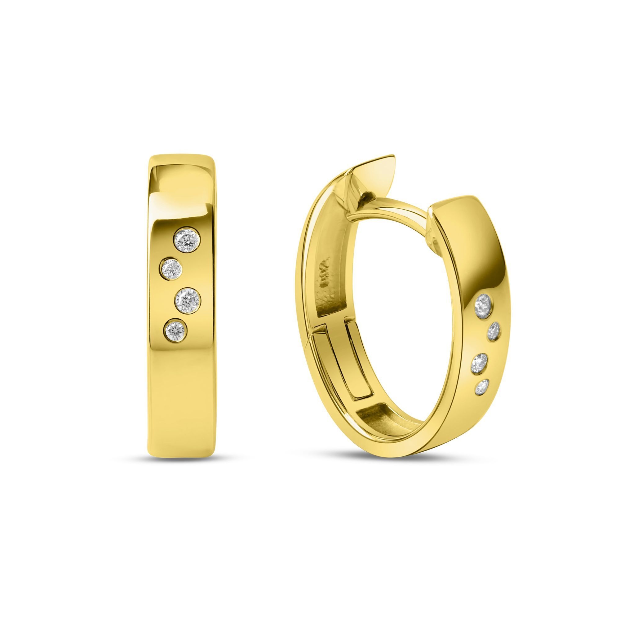Paar Creolen „Gold 585 Brillanten 0,04ct.“ gelb + weiß 0,04 ct SI = kleine Einschlüsse ONE-SIZE – 0,04 ct SI = kleine Einschlüsse