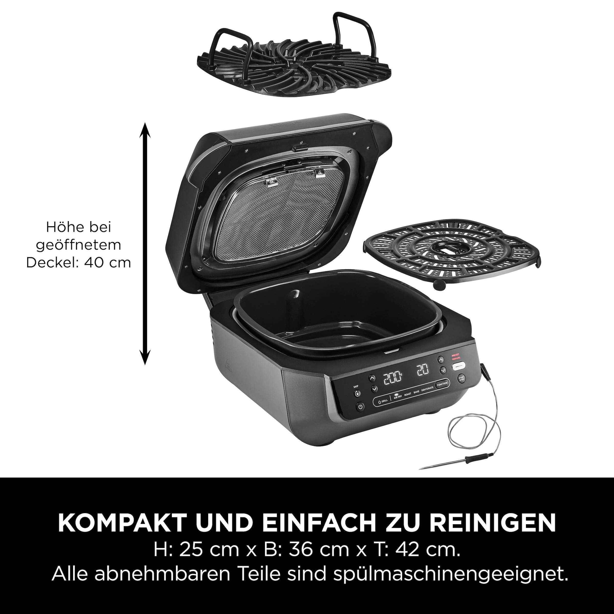 NINJA Tischgrill »EG351EU«, 1760 W, 5-in-1 Grill und Heißluftfritteuse