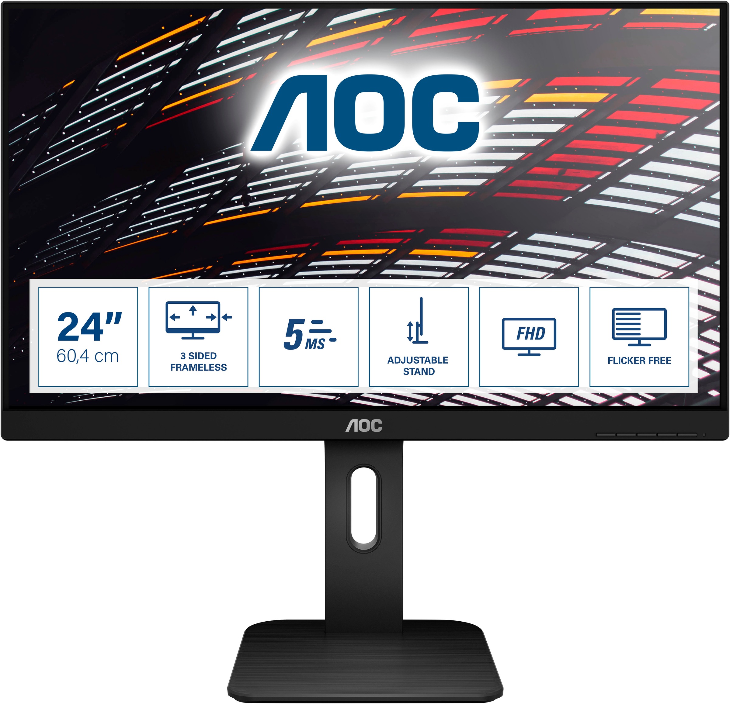 AOC LED-Monitor »24P1«, 61 cm/24 Zoll, 1920 x 1080 px, Full HD, 5 ms Reaktionszeit, 60 Hz