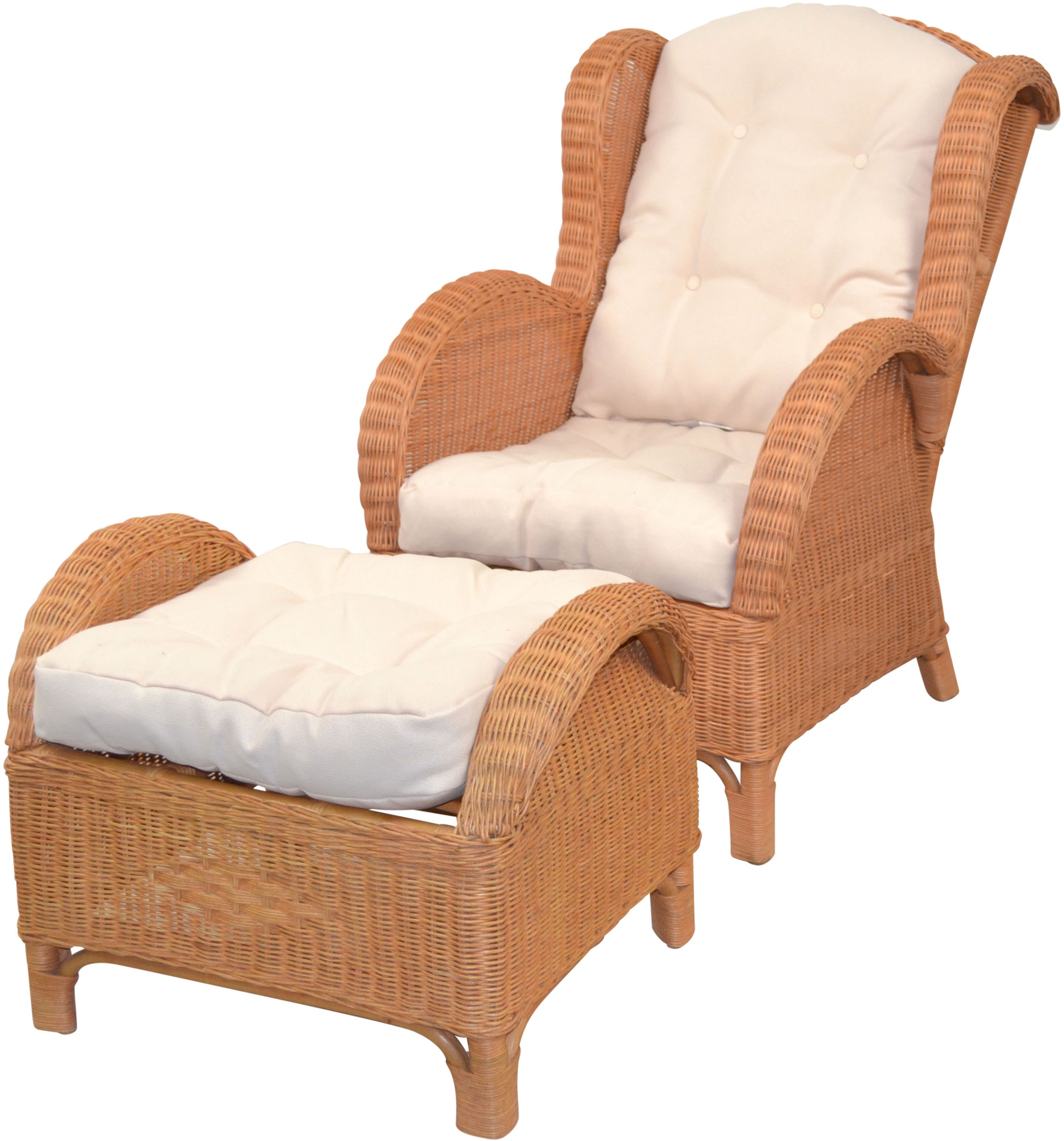 Ohrensessel 2 Stk. tlg. Hgeflochten, honigfarben Polyester