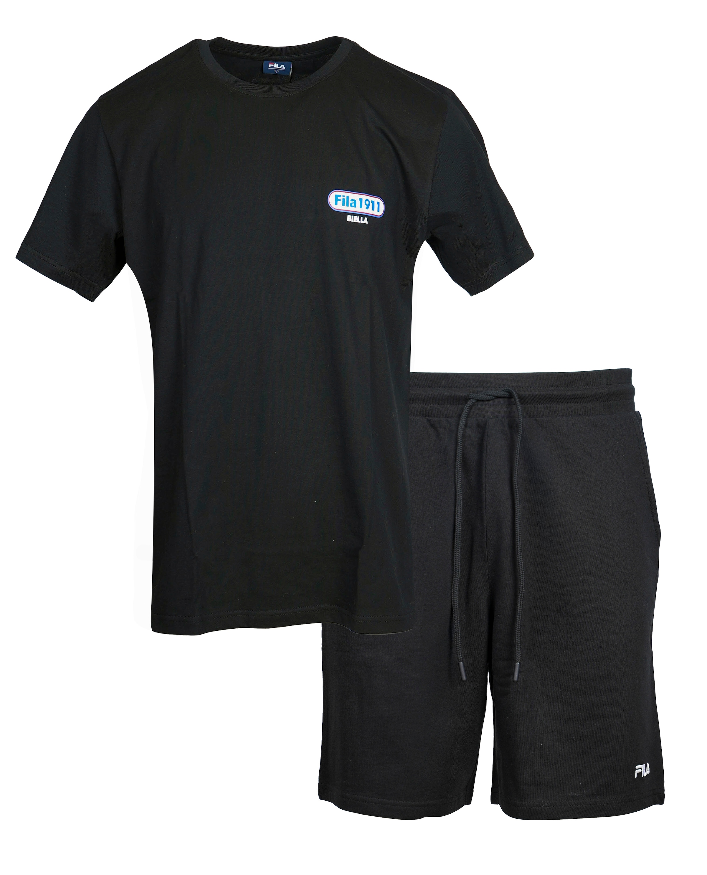 Fila Shorty »MAN JERSEY TOP + FRENCH TERRY PANTS PYJAMAS«, (2 tlg.), mit schlichtem Logo-Stitching, seitliche Taschen