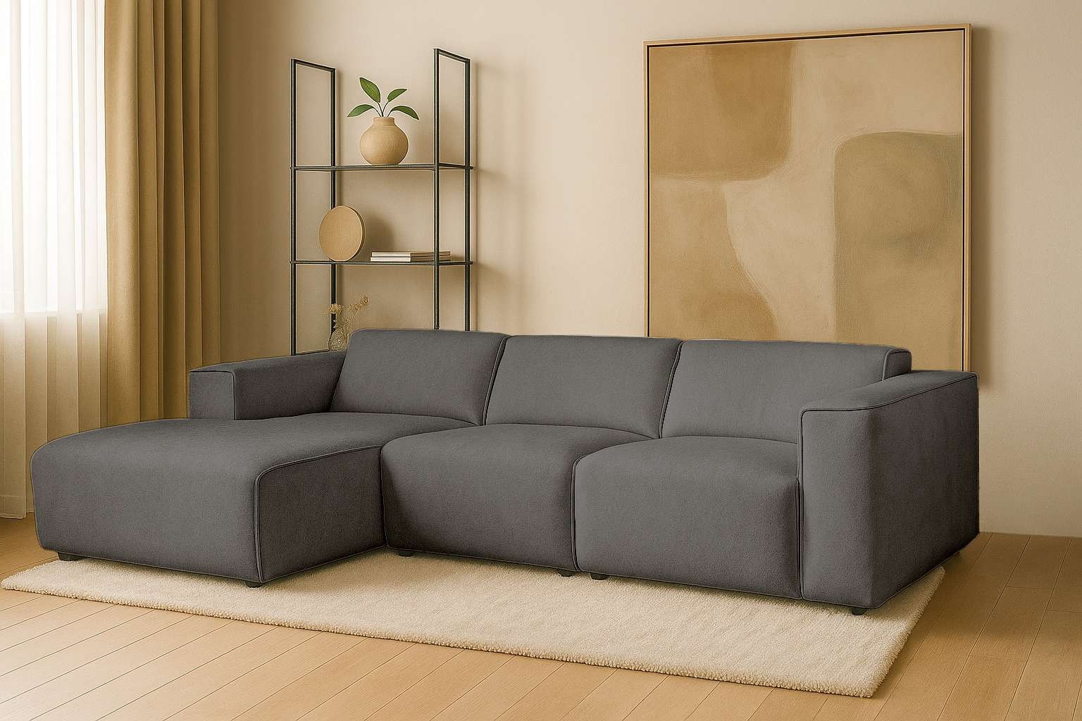 Home affaire Ecksofa »Noord mit Kedernaht, Breite 281 cm, L-Form« Cord, Str günstig online kaufen