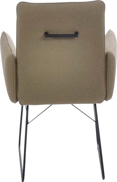 K+W Komfort & Wohnen Armlehnstuhl, 1 St., Flachgewebe Q2 2250, Drahtkufengestell in Metall schwarz, Griff am Rücken, Steppung im Sitz