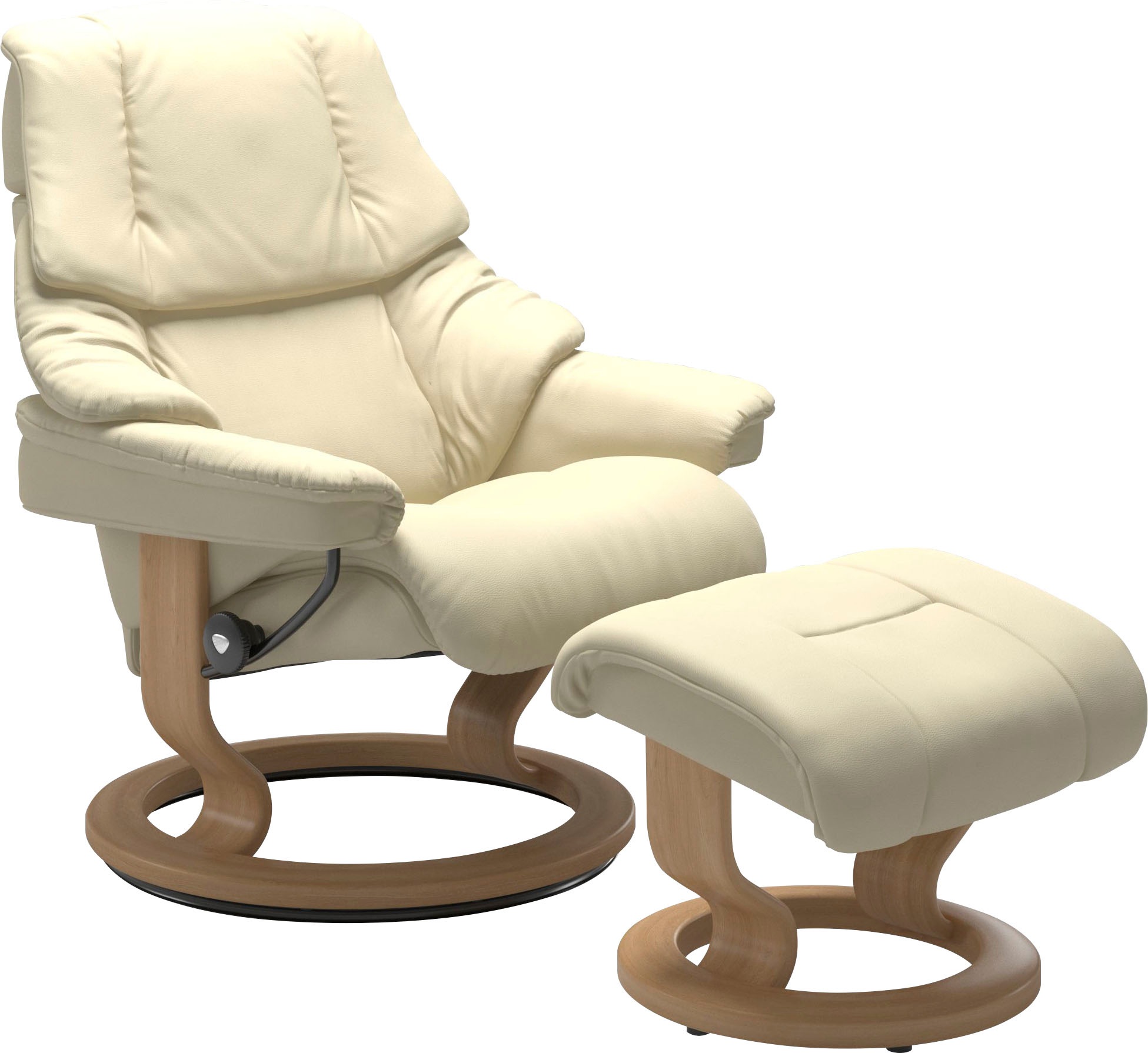 Stressless® Relaxsessel »Reno«, (Set, Relaxsessel mit Hocker), mit Hocker, mit Classic Base, Größe S, M & L, Gestell Eiche