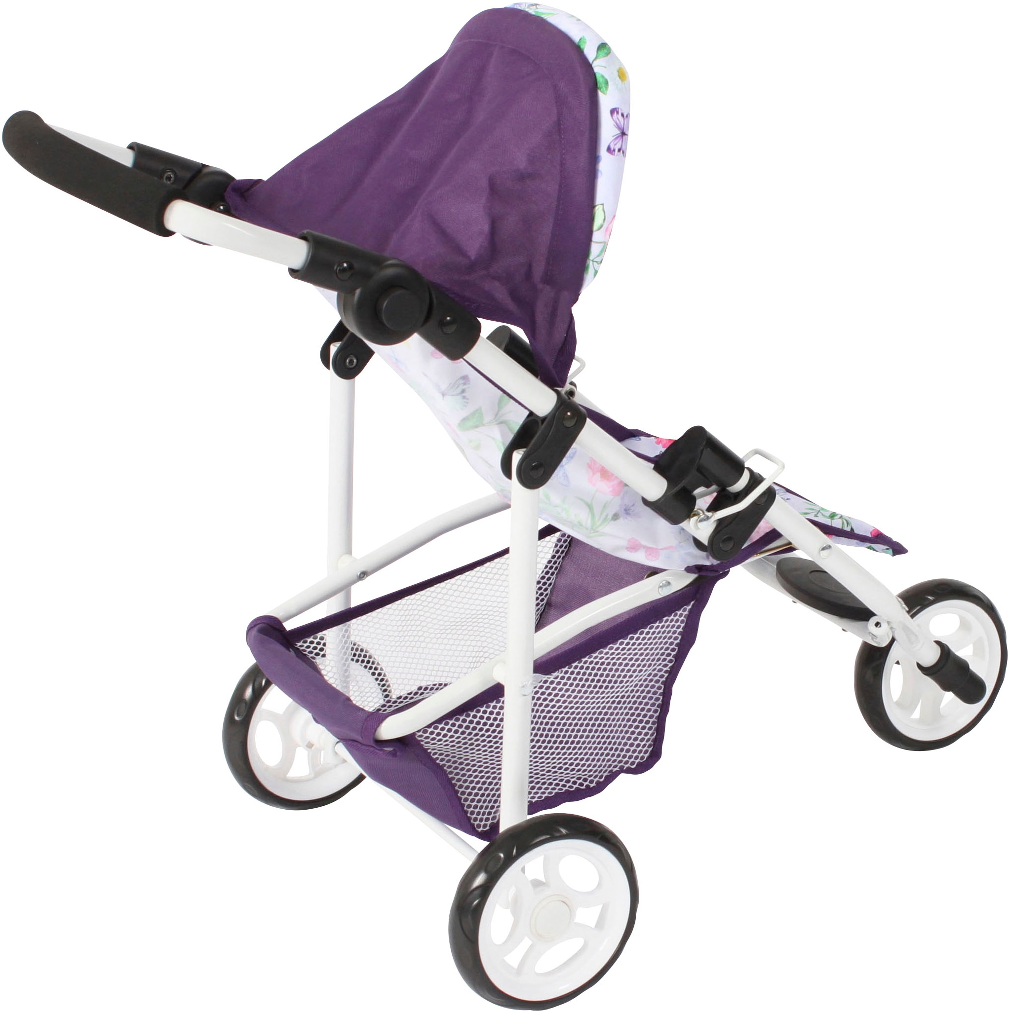 CHIC2000 Puppenbuggy »Jogging-Buggy Lola, Flowers lila«, mit klappbarem Verdeck