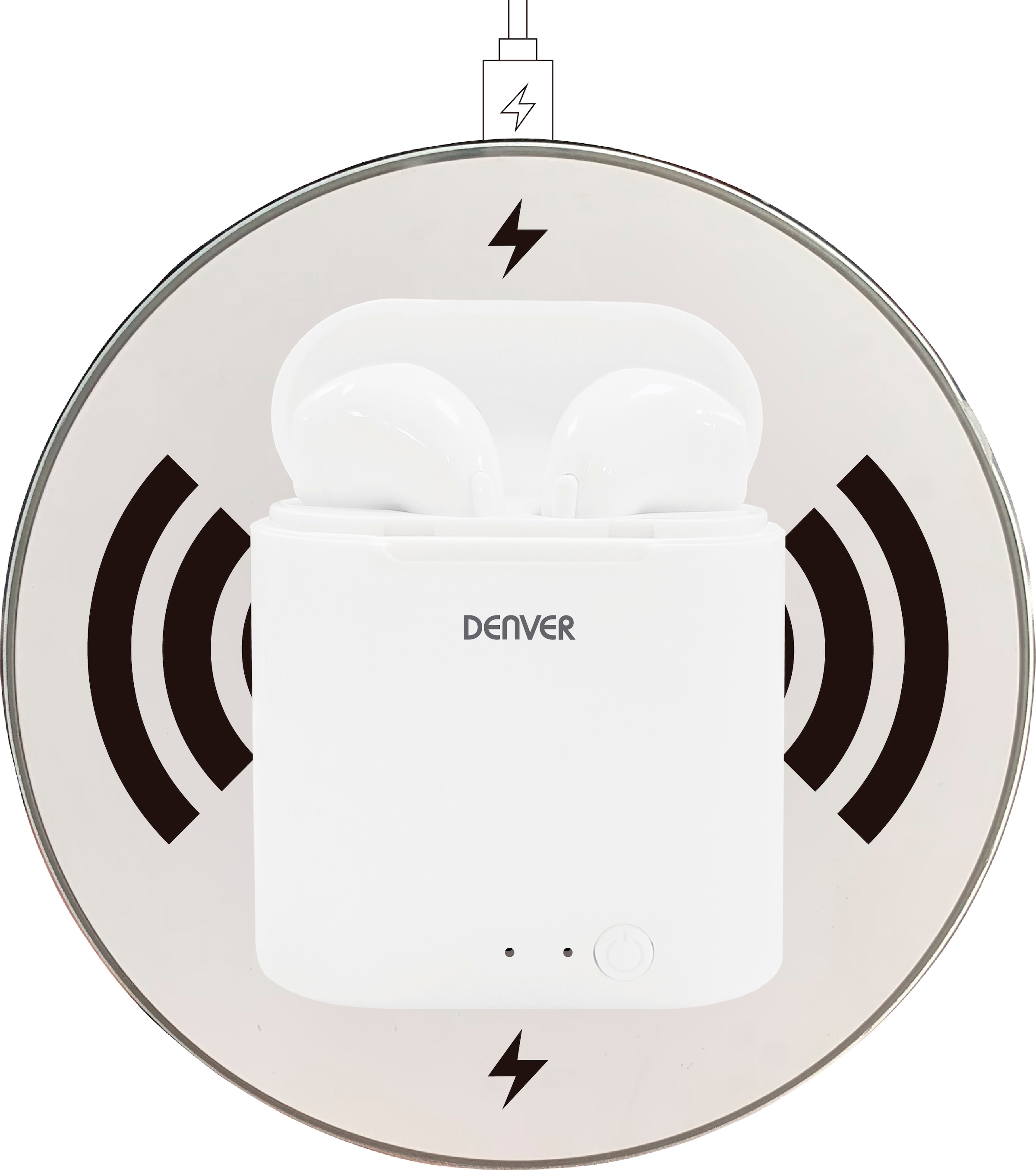 Denver wireless In-Ear-Kopfhörer »TWQ-40P«, Bluetooth, + QI Ladepad (UVP 69,95€)