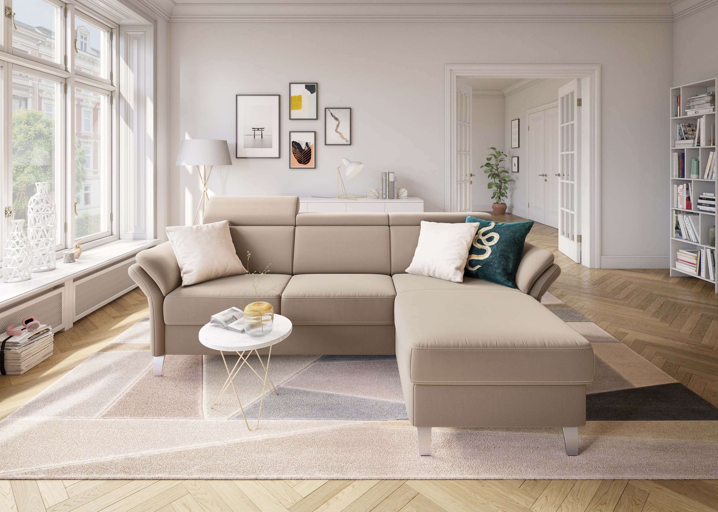 sit&more Ecksofa »Vincenzo L-Form«, inklusive Kopfteilverstellung, wahlweise mit Bettfunktion, Bettkasten