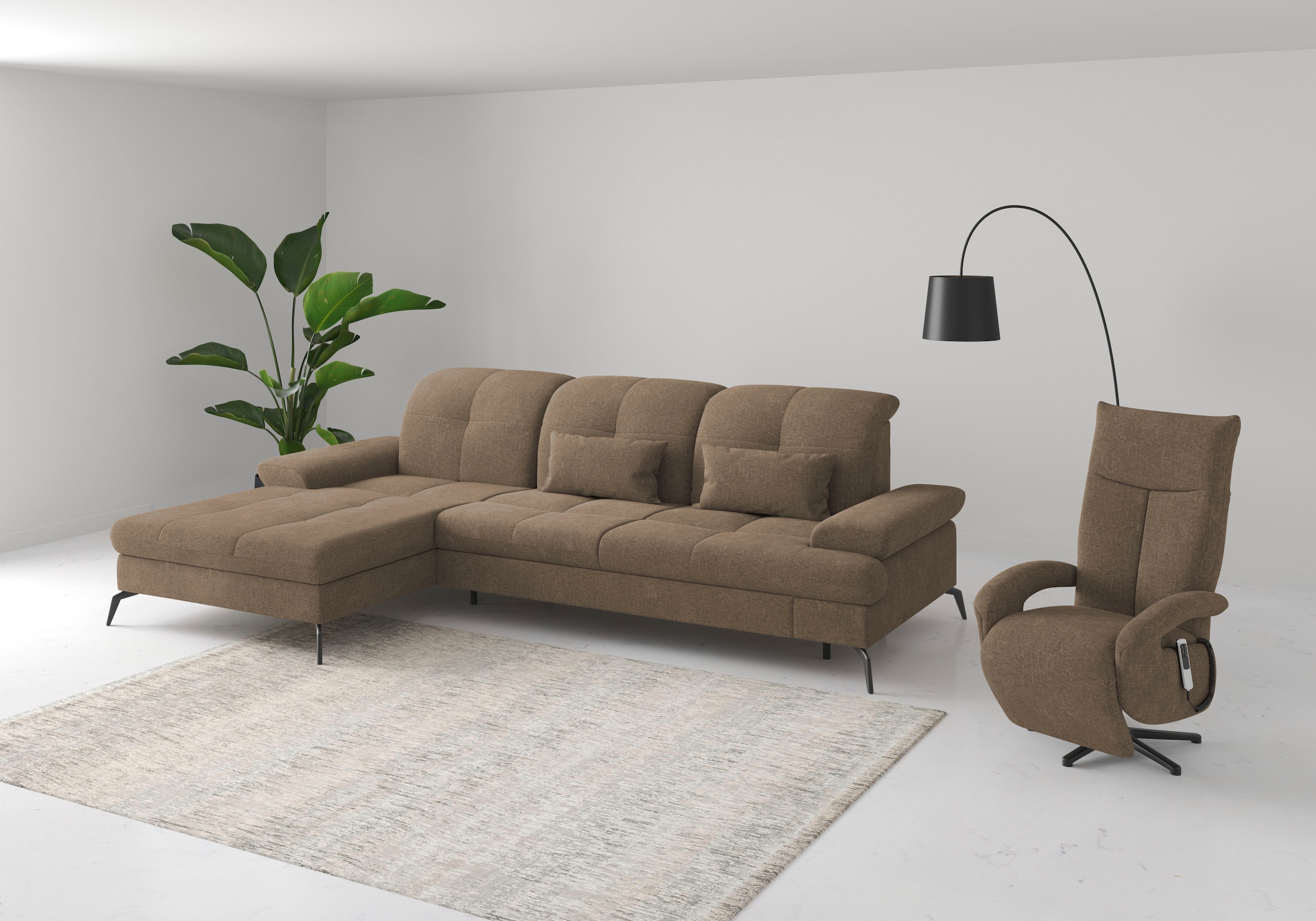 sit&more Ecksofa »Amica, L-Form, inkl. Sitztiefenverstellung & Armteilverstellung«, wahlweise mit Bettfunktion, Bettkasten und Kopfteilverstellung