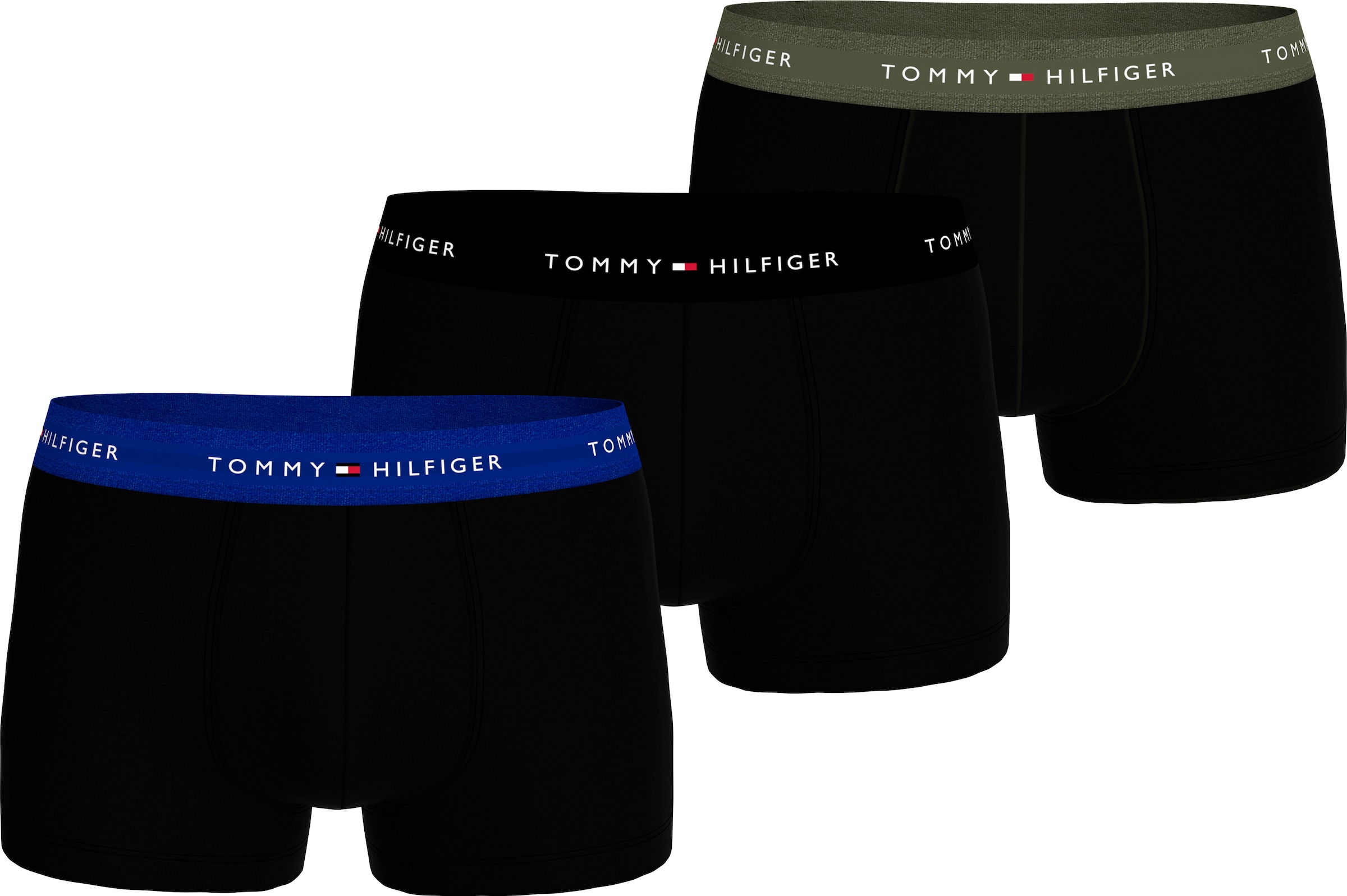Tommy Hilfiger Underwear Boxer »TRUNK 3 PACK«, (3 St.), mit kontrastfarbenem Logobund