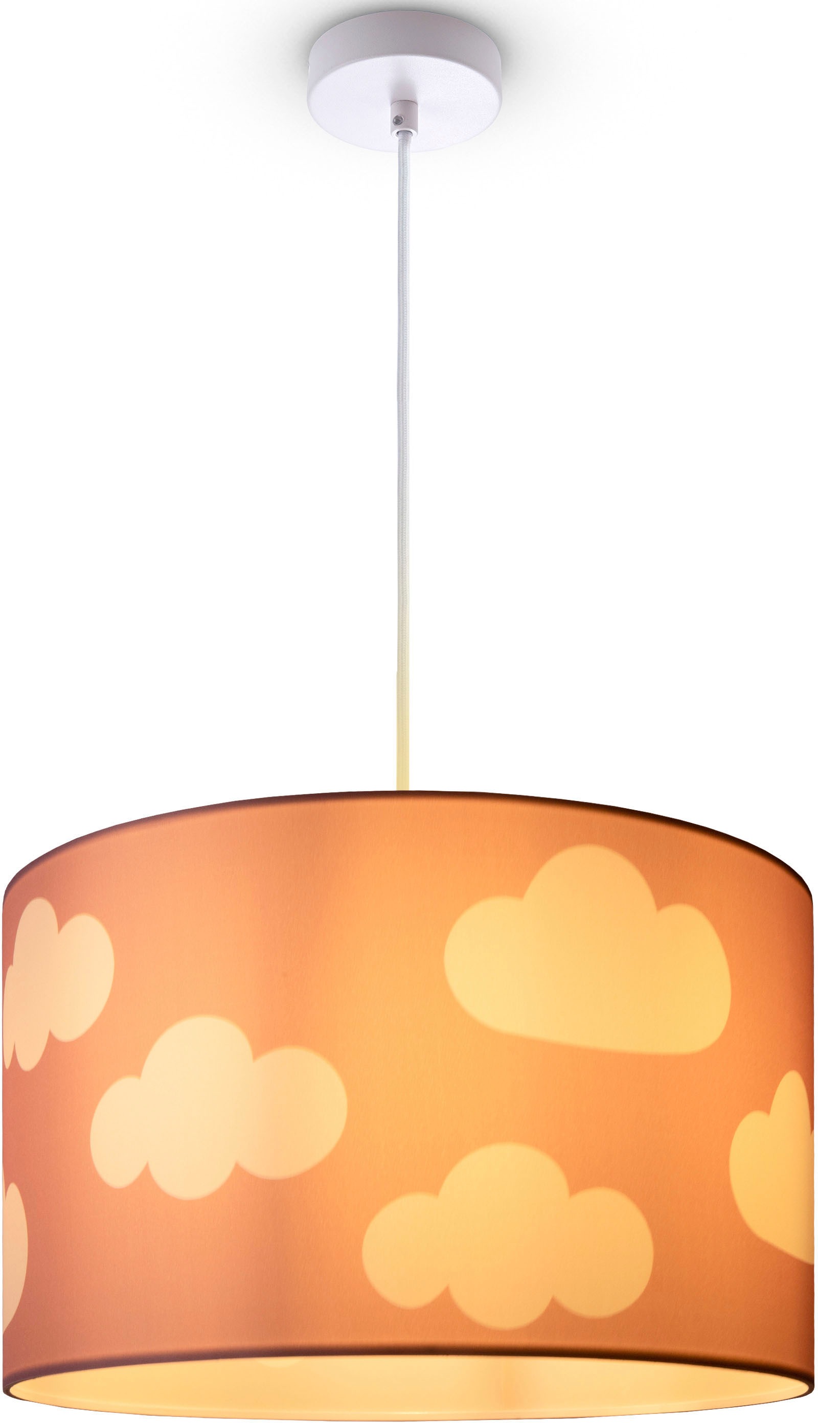 Paco Home Pendelleuchte »Hugo Cosmo«, Leuchtmittel E27 | ohne Leuchtmittel, Pendellampe Kinderzimmer Wolken Himmel Stoff Lampenschirm Rund E27