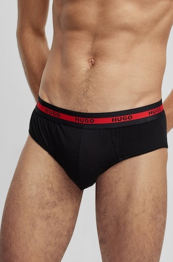 HUGO Underwear Slip, (Packung, 3 St., Im Dreierpack), mit Kontraststreifen und Logoschriftzügen auf dem Bund