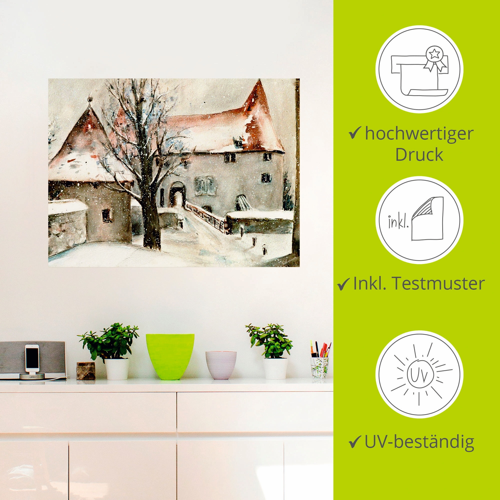 Artland Wandbild »Winter auf der Burg«, Gebäude, (1 St.), als Leinwandbild, Poster, Wandaufkleber in verschied. Größen