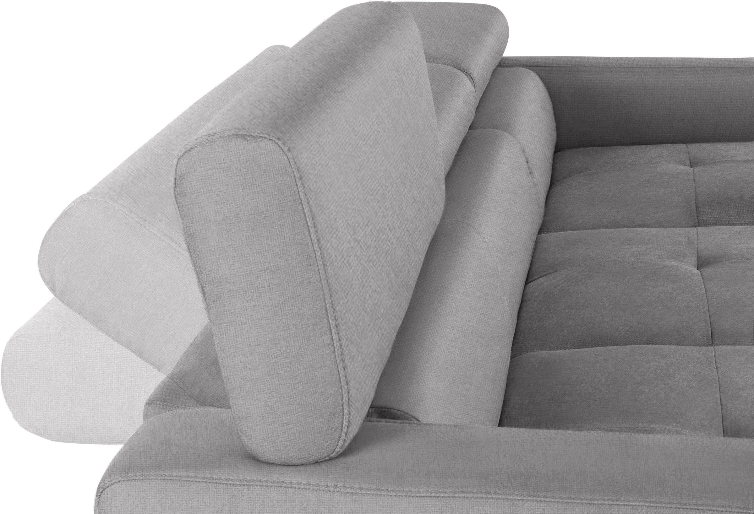 COTTA Polstergarnitur »Sammy L-Form«, (Set), Set bestehend aus: Ecksofa mit Kopfteilverstellung & Hocker