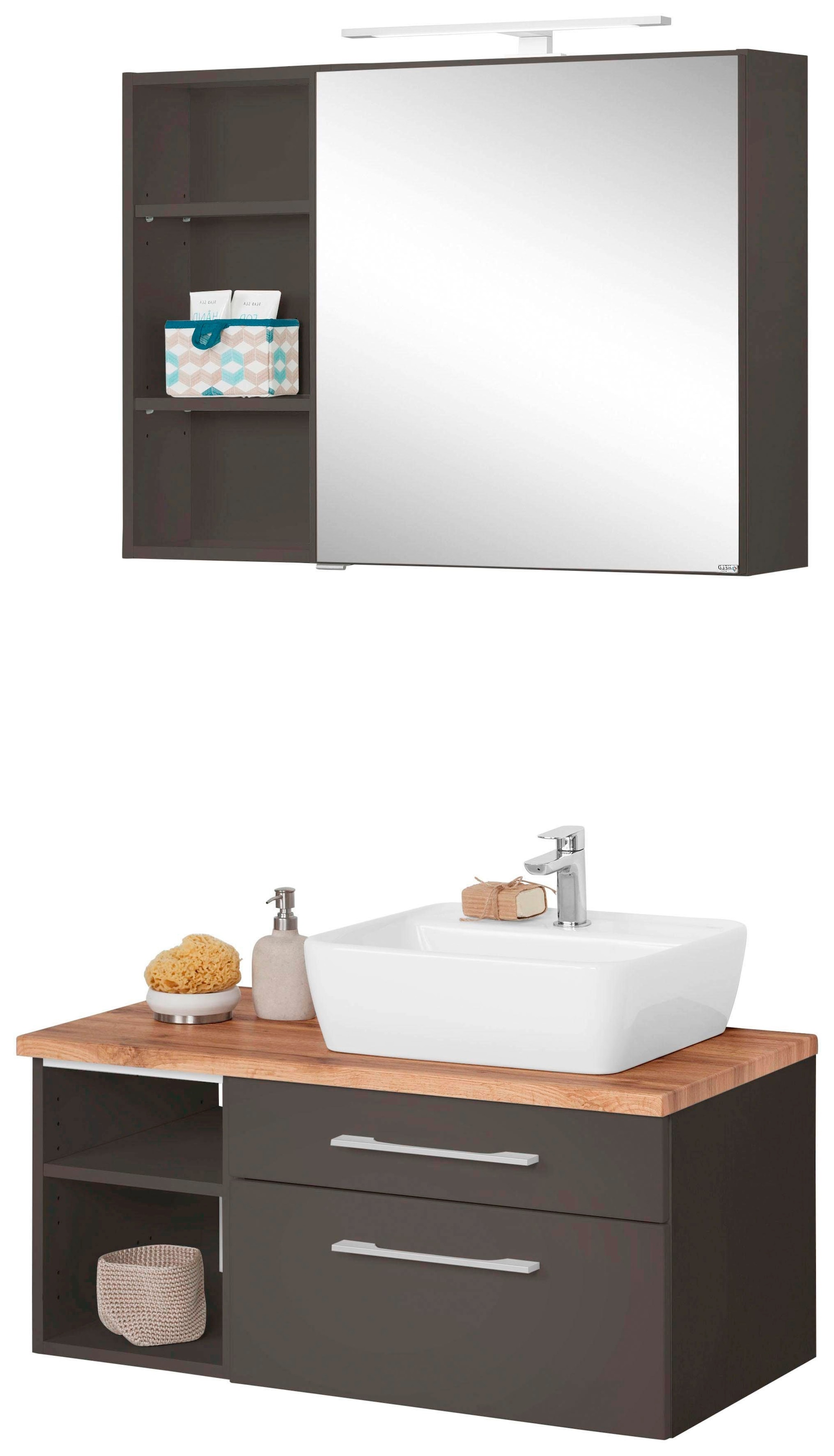 welltime Badmöbel-Set »Davos« 3 Stk. tlg. Spiegelschrank, Regal und Waschti günstig online kaufen