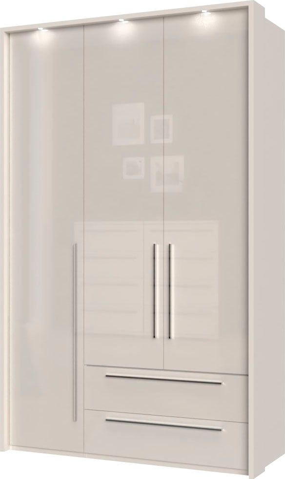 Places of Style Drehtürenschrank »Piano«, weiß, verschiedene Breiten mit 2 Schubladen, inklusive Beleuchtung