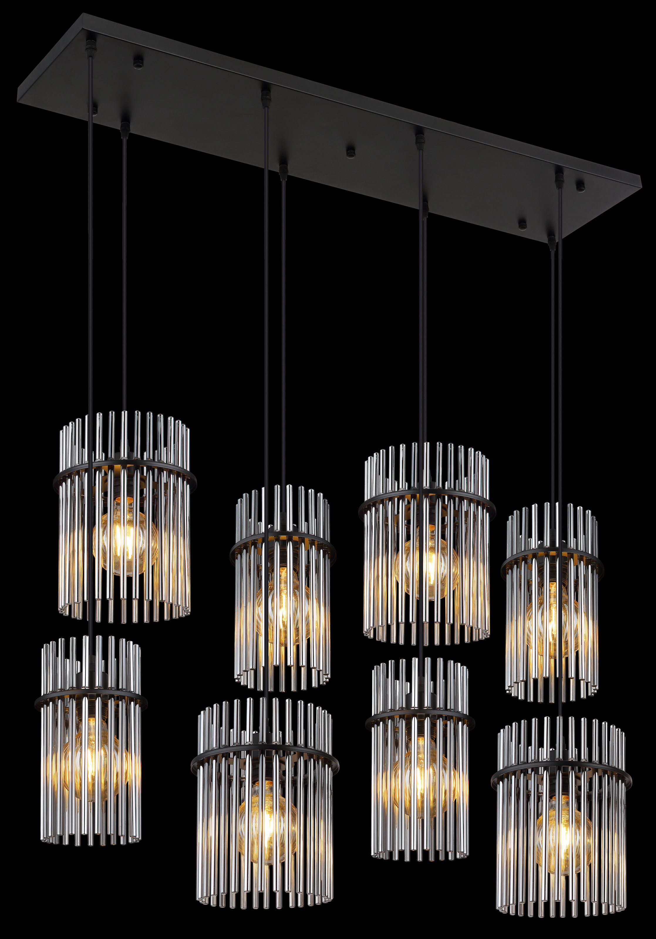 GLOBO LIGHTING Hängeleuchte »GORLEY« E27 1 Stk. Hängelampe Glasstäbe rauchfarben klar verlaufend elegant Esszimmer