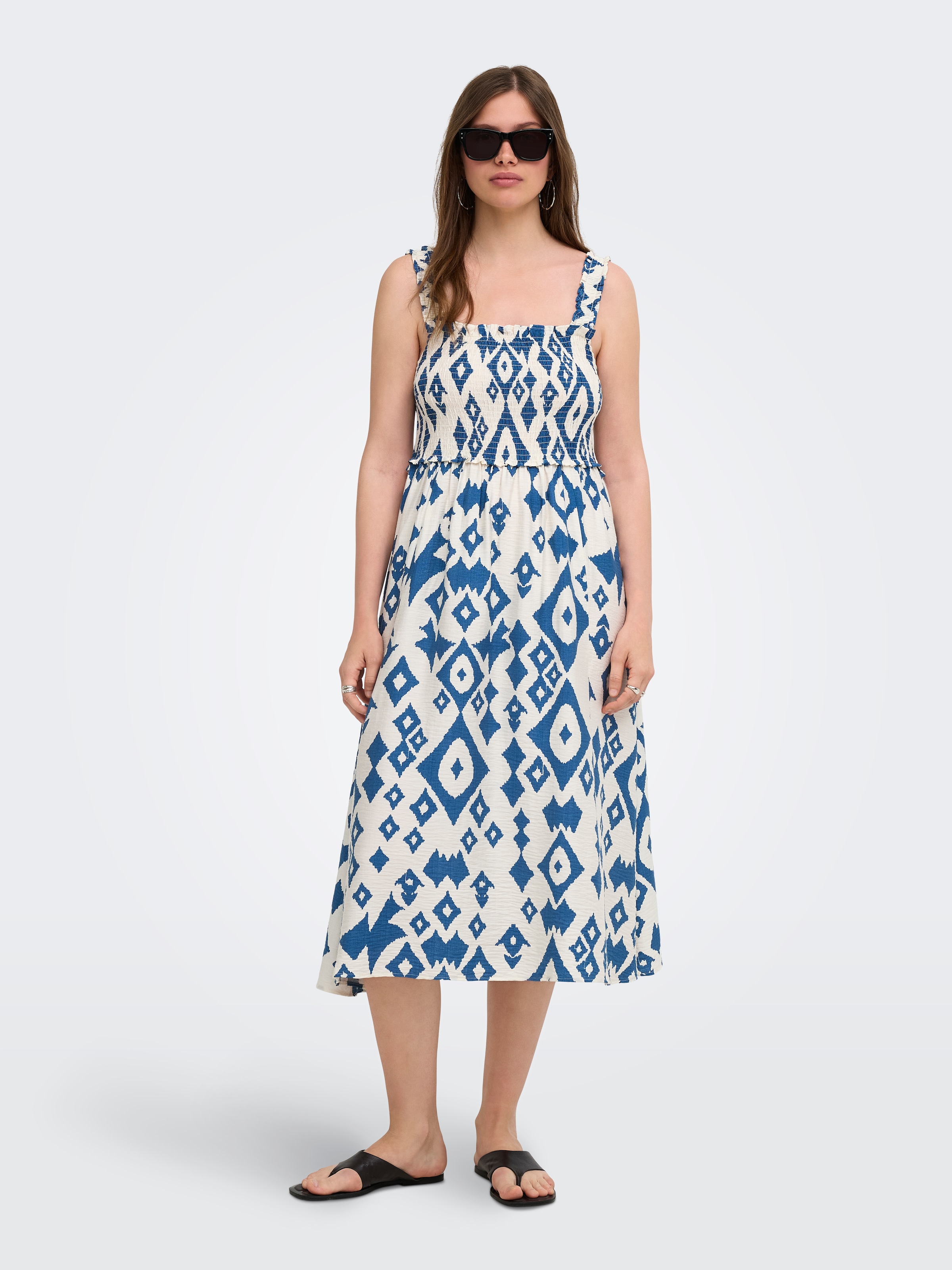 ONLY Druckkleid »ONLLUMIRA S/L LONG SMOCK DRESS WVN EX« Viskosemischung, regular fit