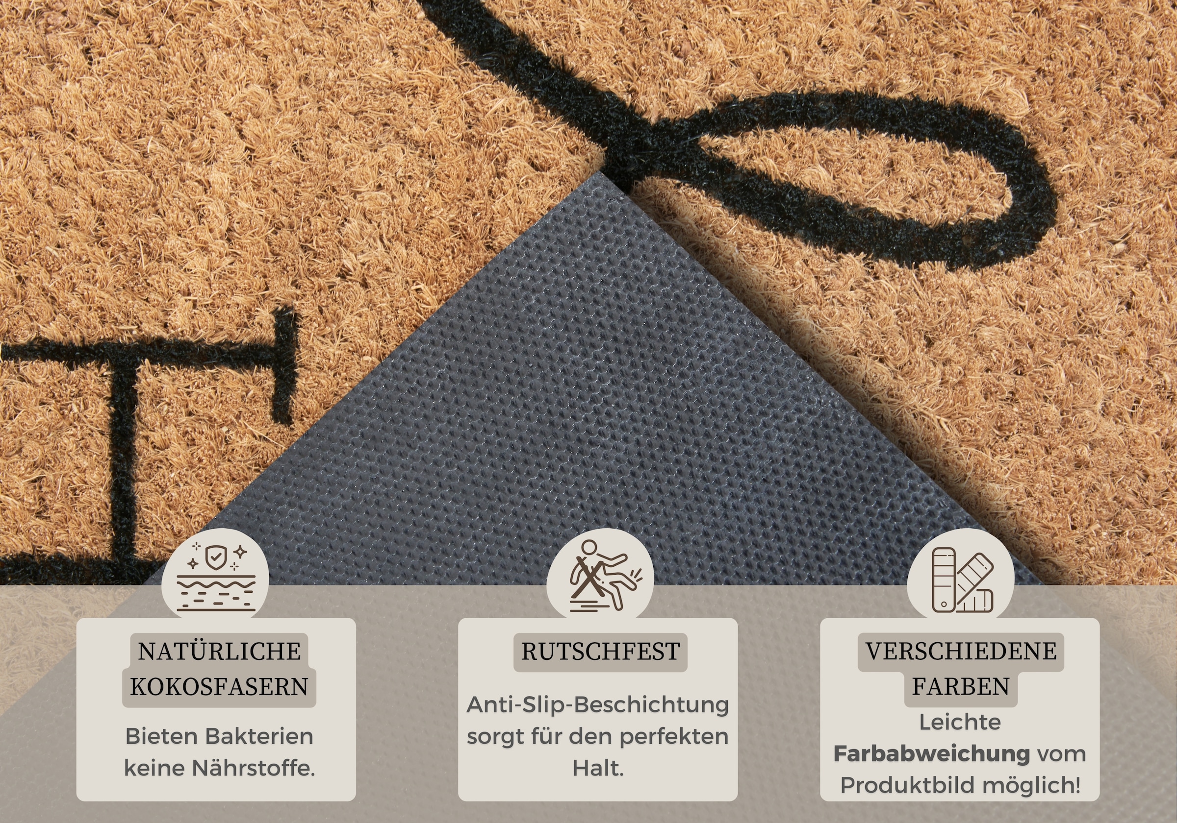 HANSE Home Fußmatte »Mix Mats Kokos Welcome Home, Türmatte«, rechteckig, 15 mm Höhe, Kokos, Schmutzfangmatte, Outdoor, Rutschfest, Innen, Kokosmatte, Flur