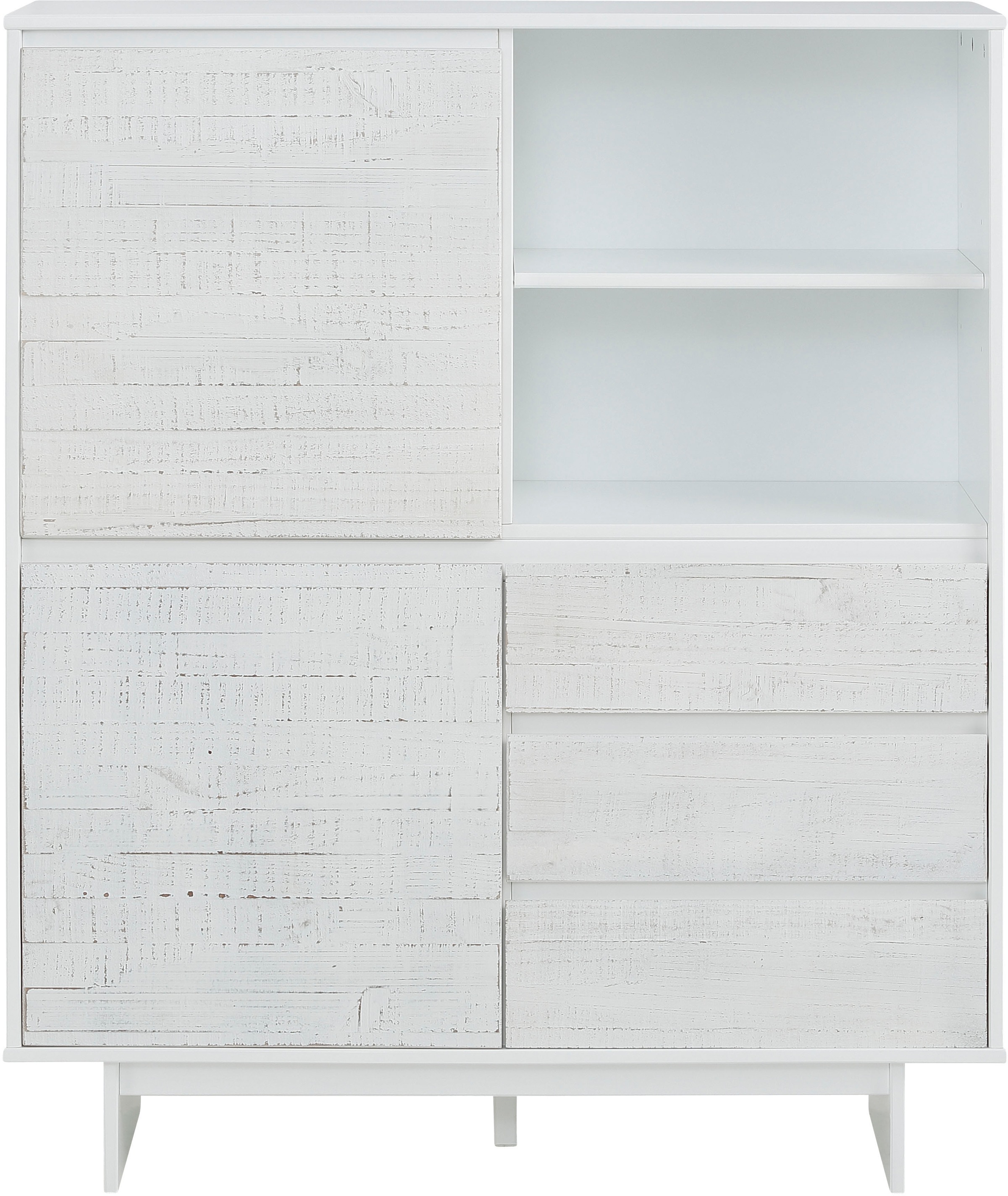 Home affaire Highboard »Morgan Midischrank«, Kommode aus massivem Kiefernholz, eingefräste Griffmulden, Höhe 120 cm