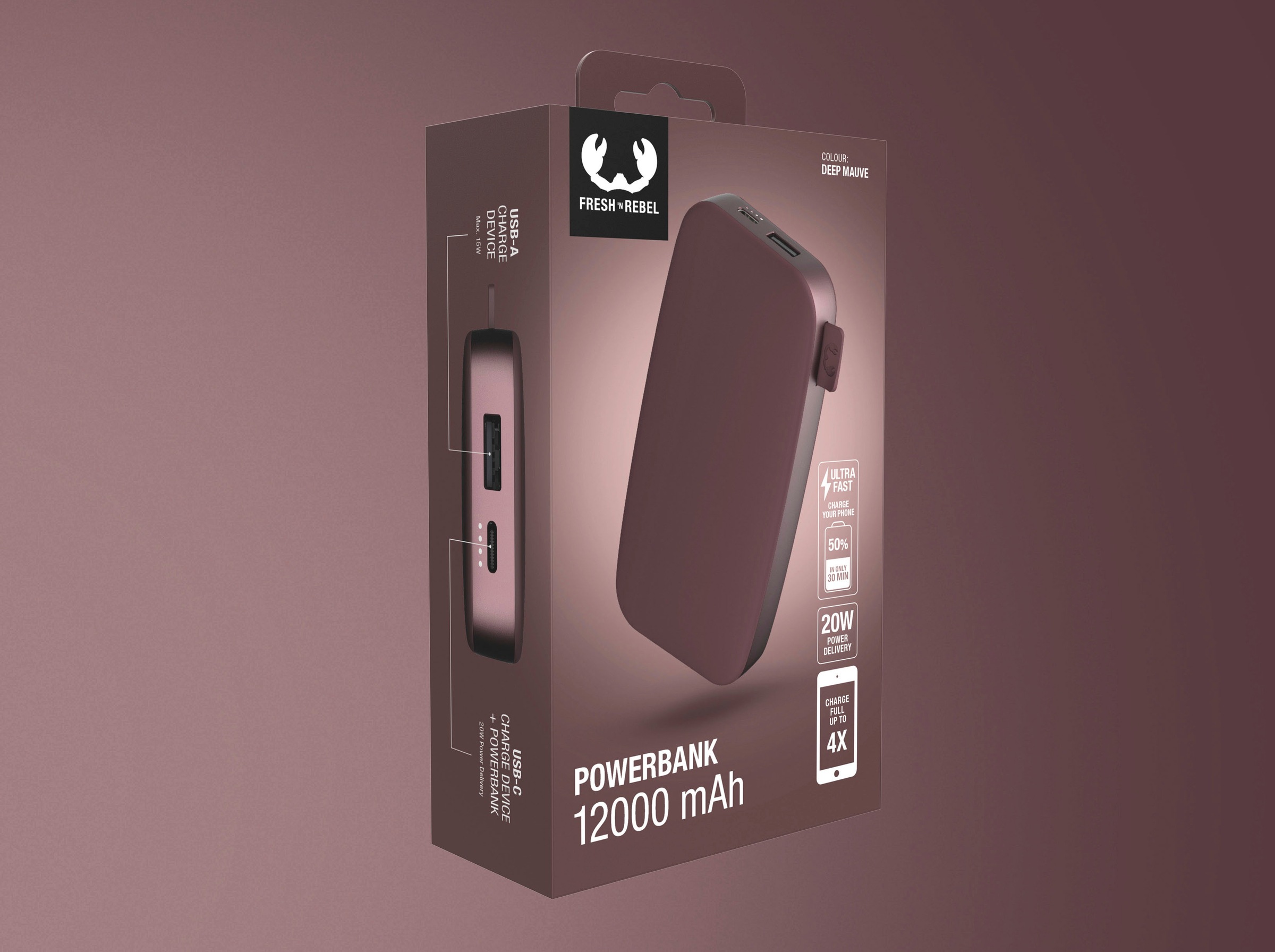 Fresh´n Rebel Powerbank »Power Pack 12000mAh mit USB-C, Ultra Fast Charge & 20W PD«