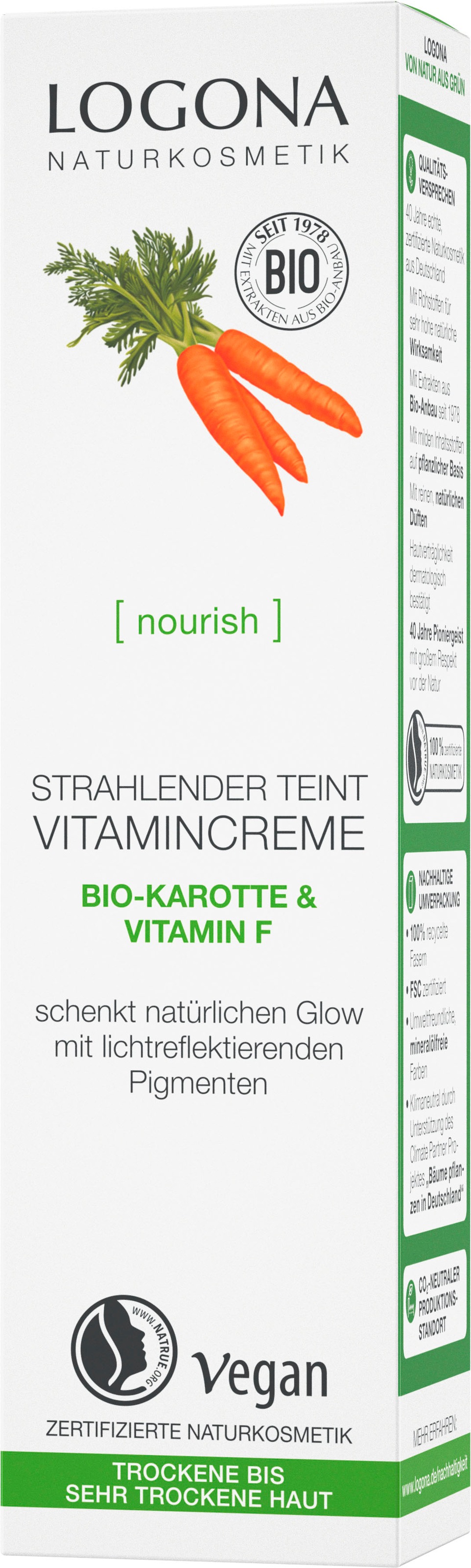 LOGONA Tagescreme »Logona nourish Strahl. Teint Vit.Creme«, mit hoher Wirksamkeit