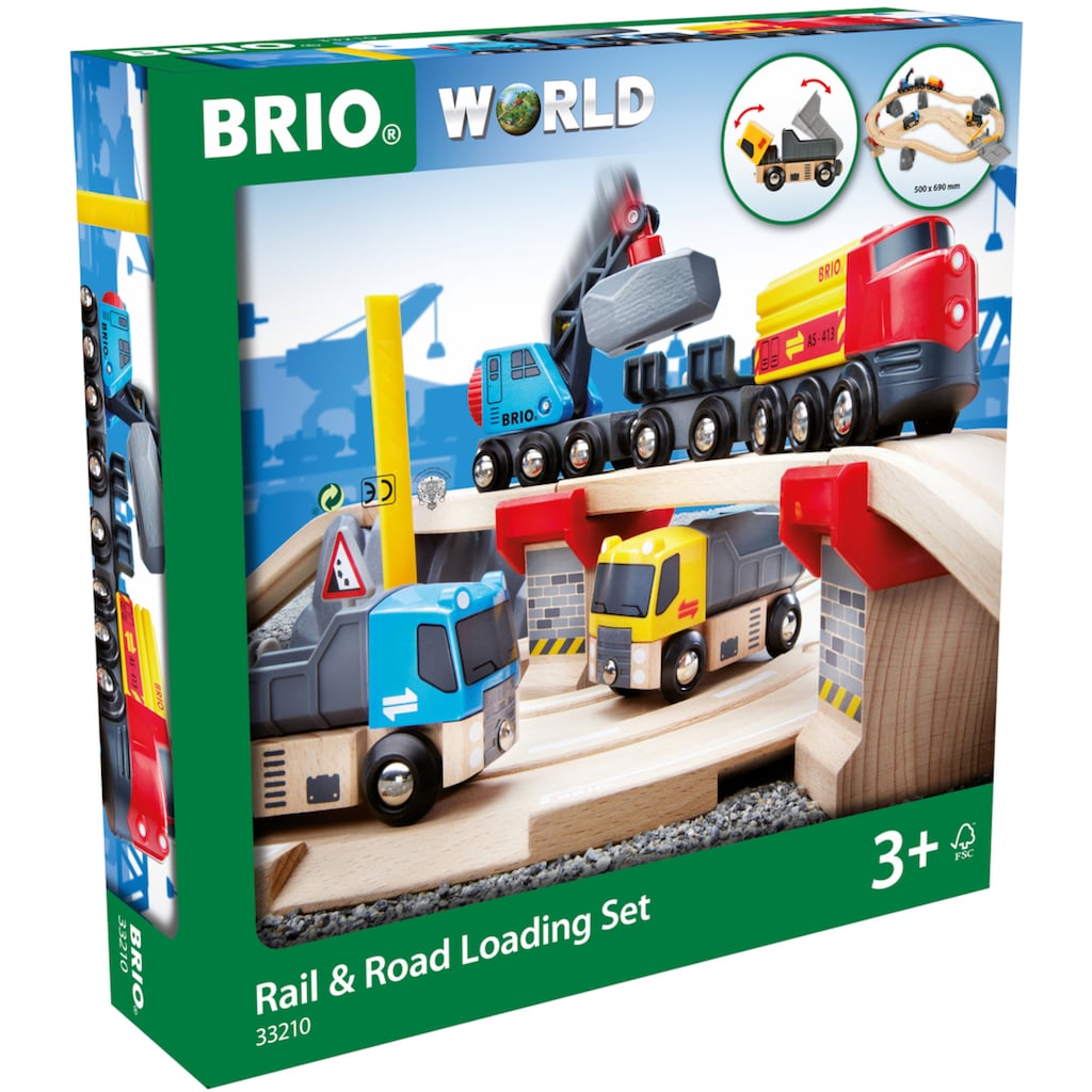 BRIO® Spielzeug-Eisenbahn »BRIO® WORLD, Straßen & Schienen Steinverlade Set«, (Set)