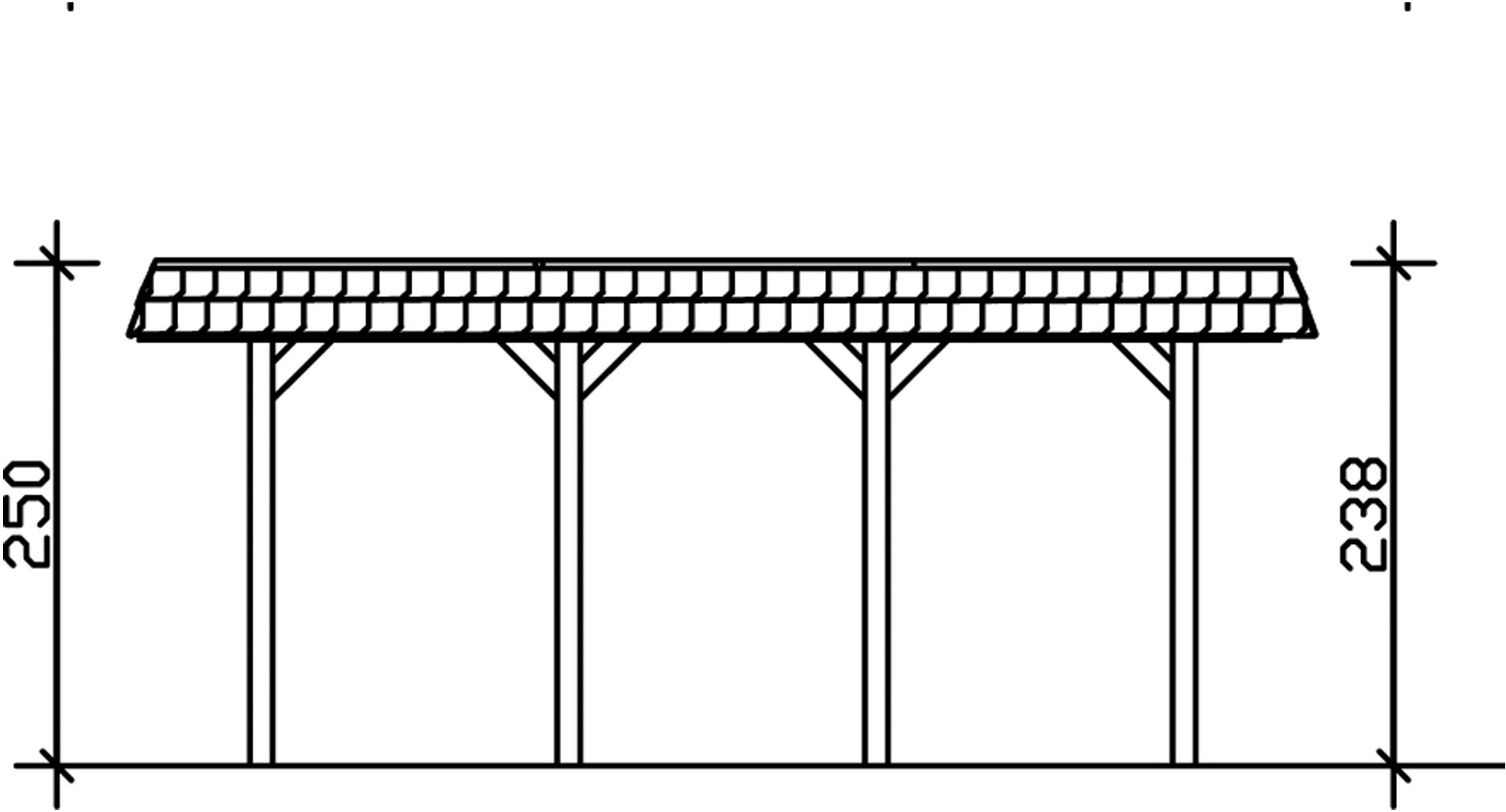 Skanholz Doppelcarport »Spreewald«, Nadelholz, 530 cm, Grün, mit Aluminiumdach, rote Blende