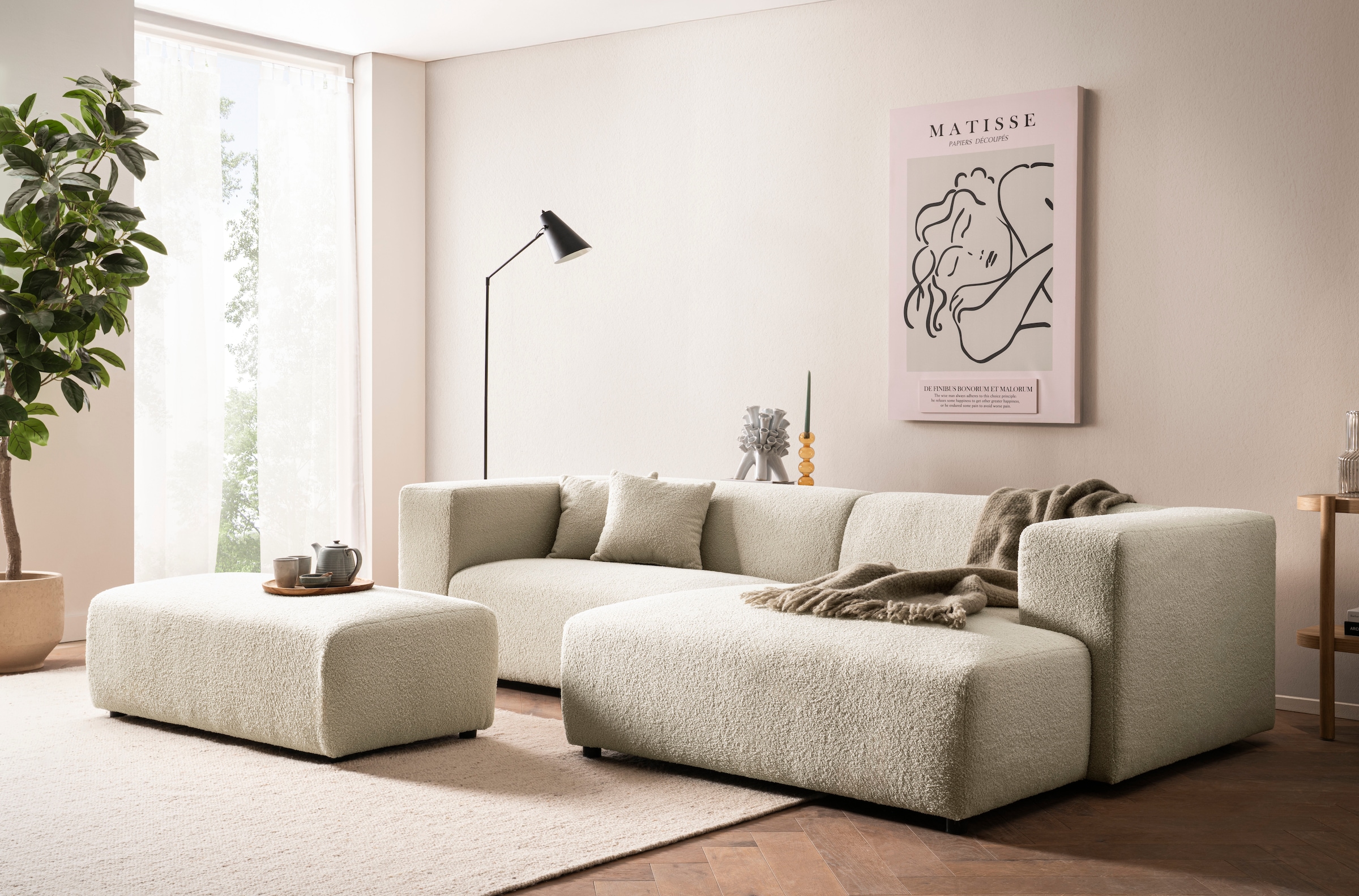 andas Hocker »BAKELS, Polsterhocker in Cord oder Boucle-Stoff«, zur Serie BAKELS, Hocker stellbar zum Schlafsofa (Krokodilverbinder)