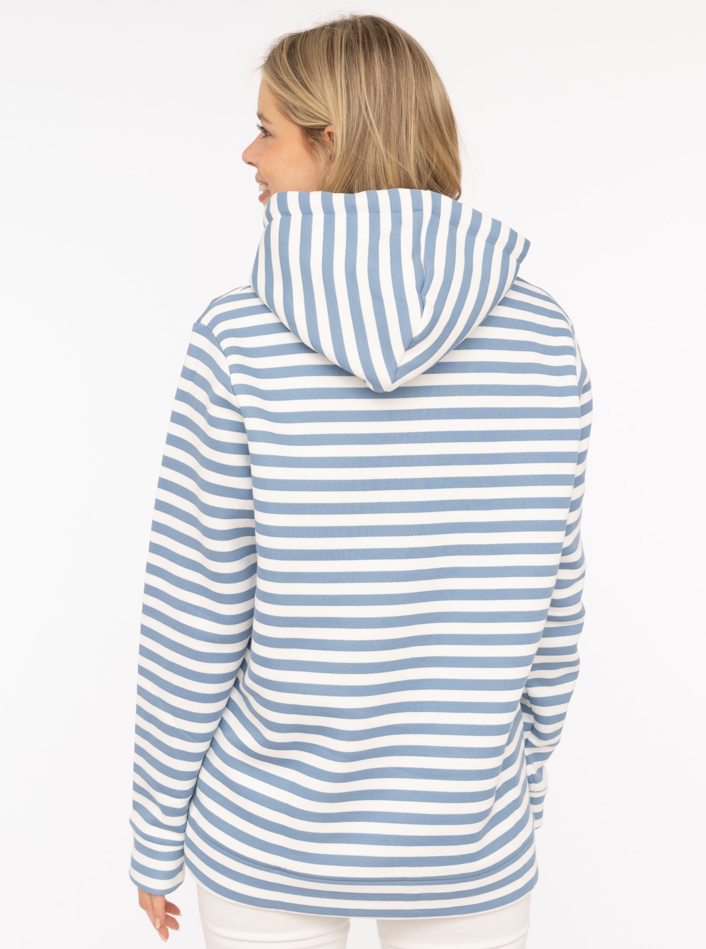 Zwillingsherz Kapuzensweatshirt »"Streifen Moin"«, gestreift, große "MOIN"- und Anker -Stickerei, Tasche vorne

