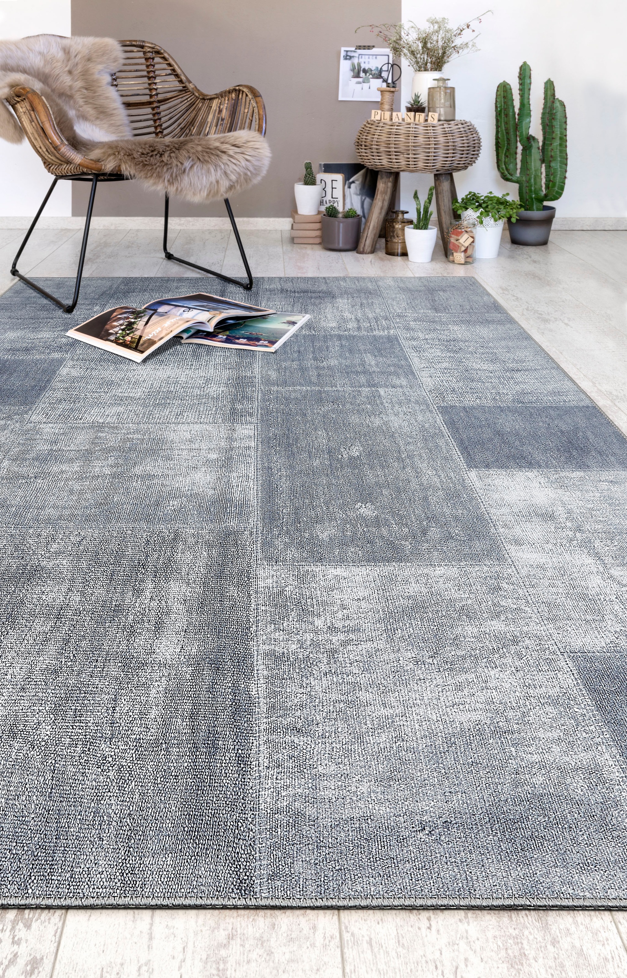 LUXOR living Teppich »Punto 3«, rechteckig, 5 mm Höhe, Kurzflor, bedruckt, modernes Patchwork Design