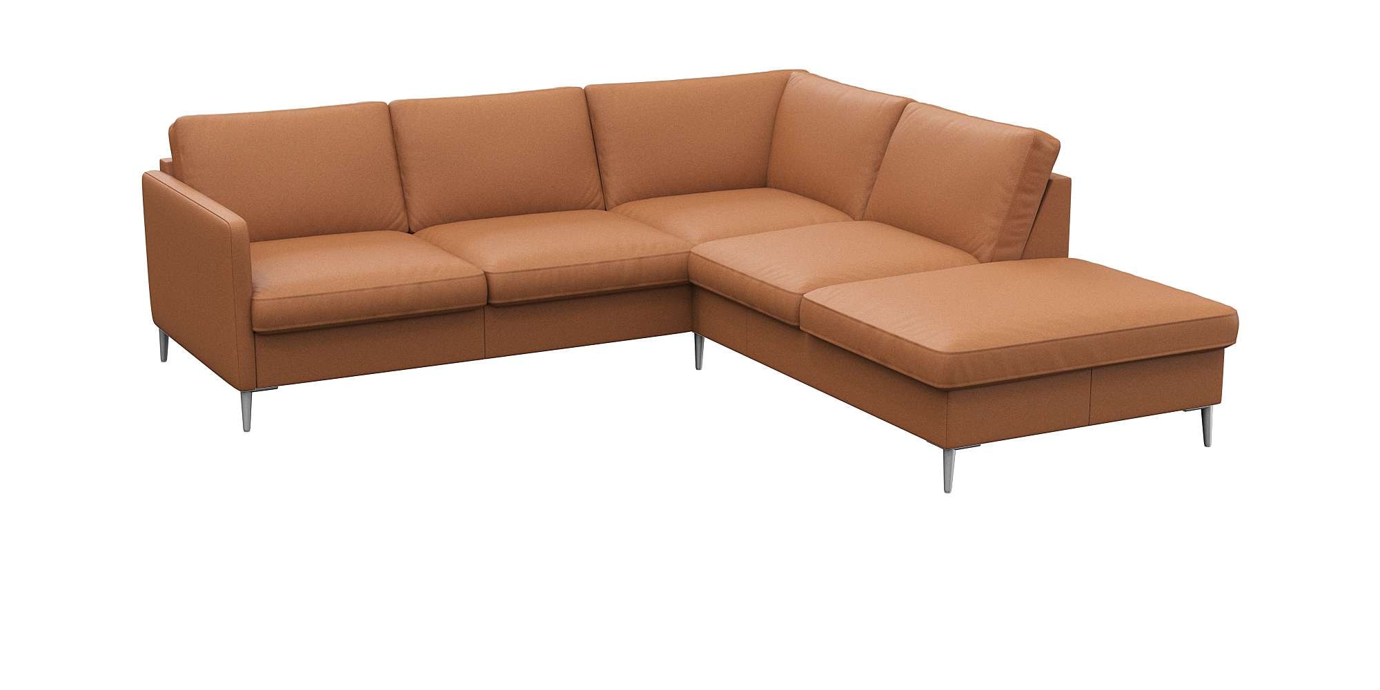 FLEXLUX Ecksofa "Fiore, L-Form", schmale Armlehnen, Füße alufarben, B/T 234 günstig online kaufen