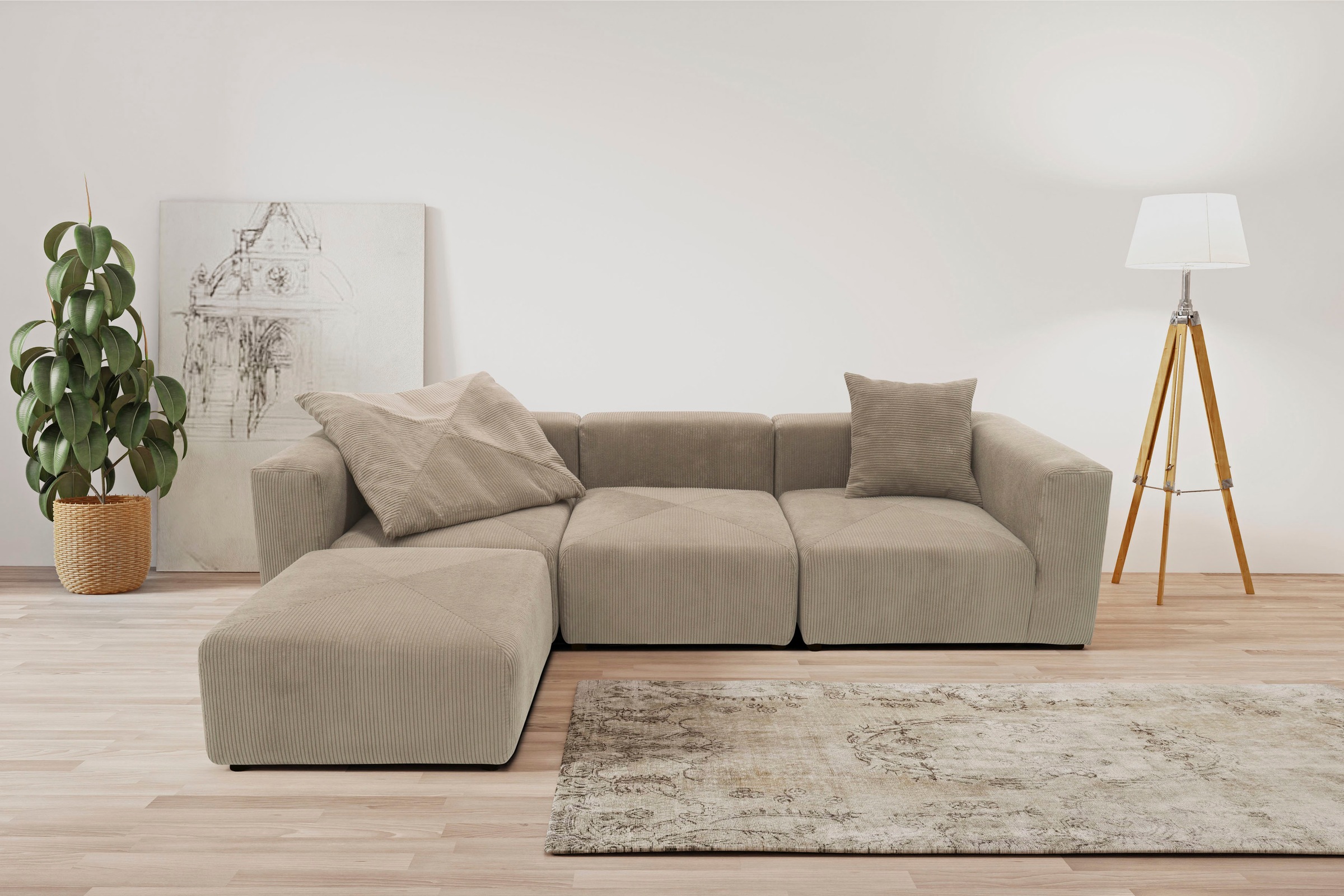 RAUM.ID Ecksofa »Gerrid L-Form«, Cord-Bezug, Modulsofa, bestehend aus Eck- günstig online kaufen