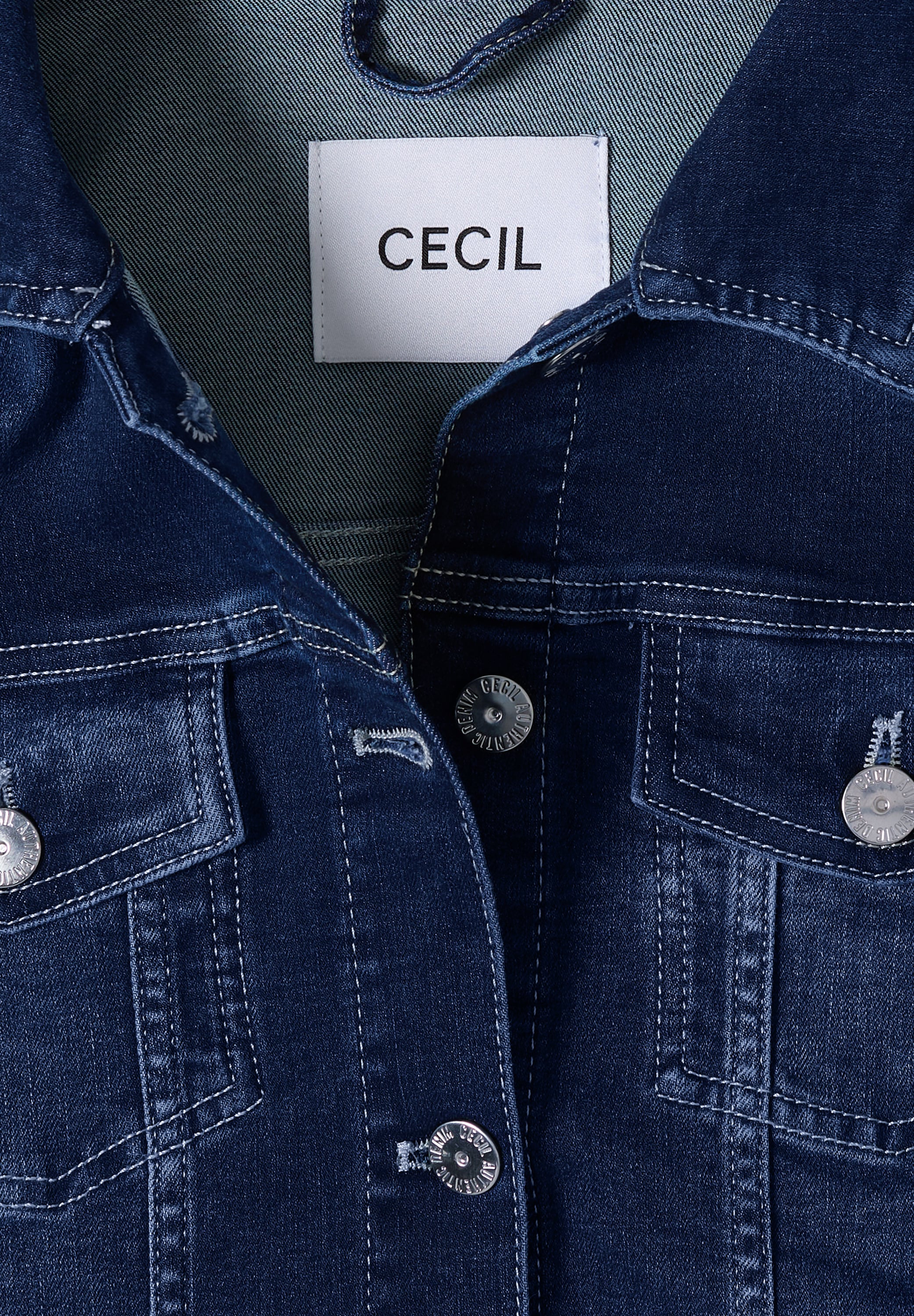 Cecil Jeansjacke ohne Kapuze mit Brusttaschen und Knöpfen