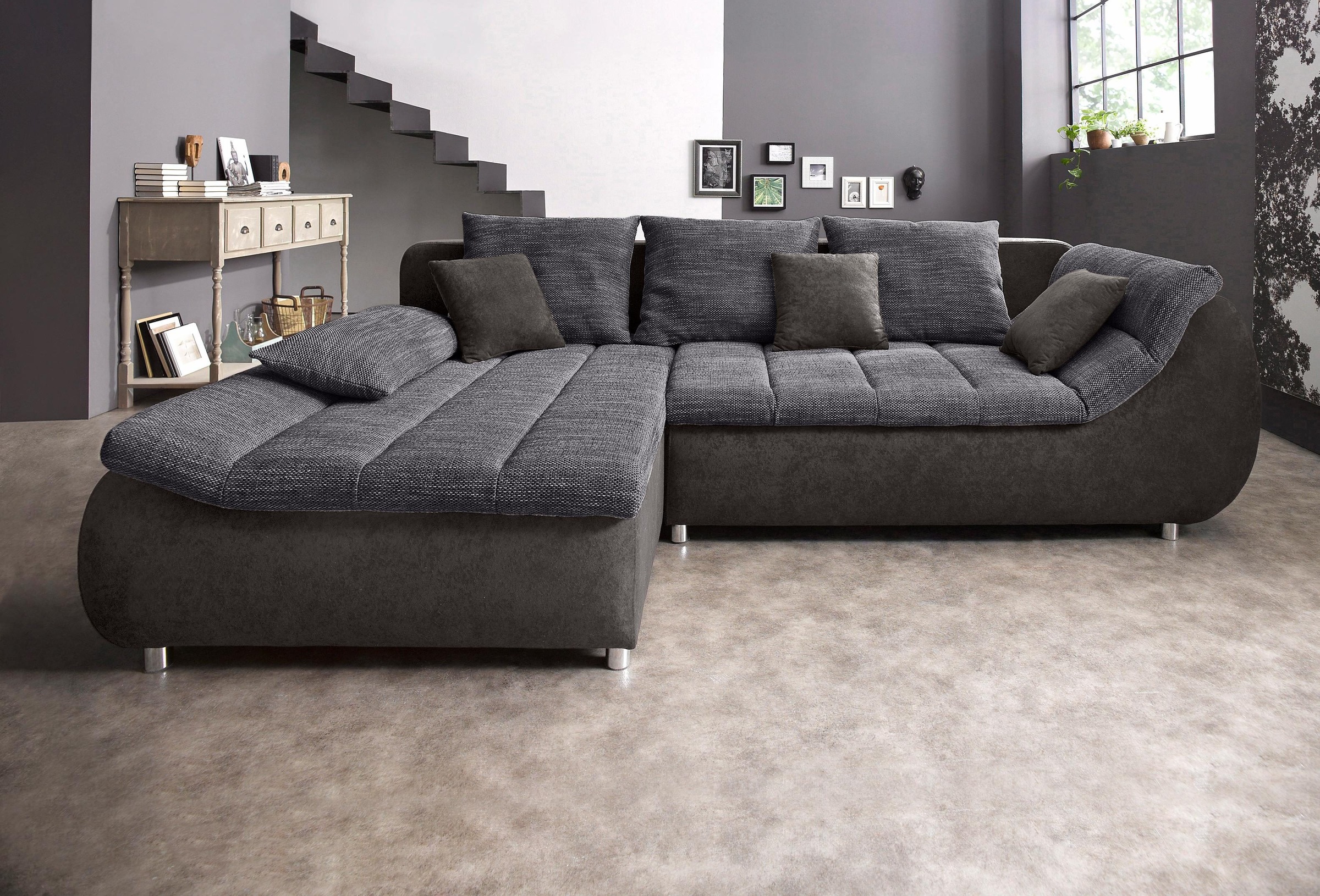 INOSIGN Ecksofa »Imola elegant und bequem, aktuelle Steppung im Sitz, L-For günstig online kaufen