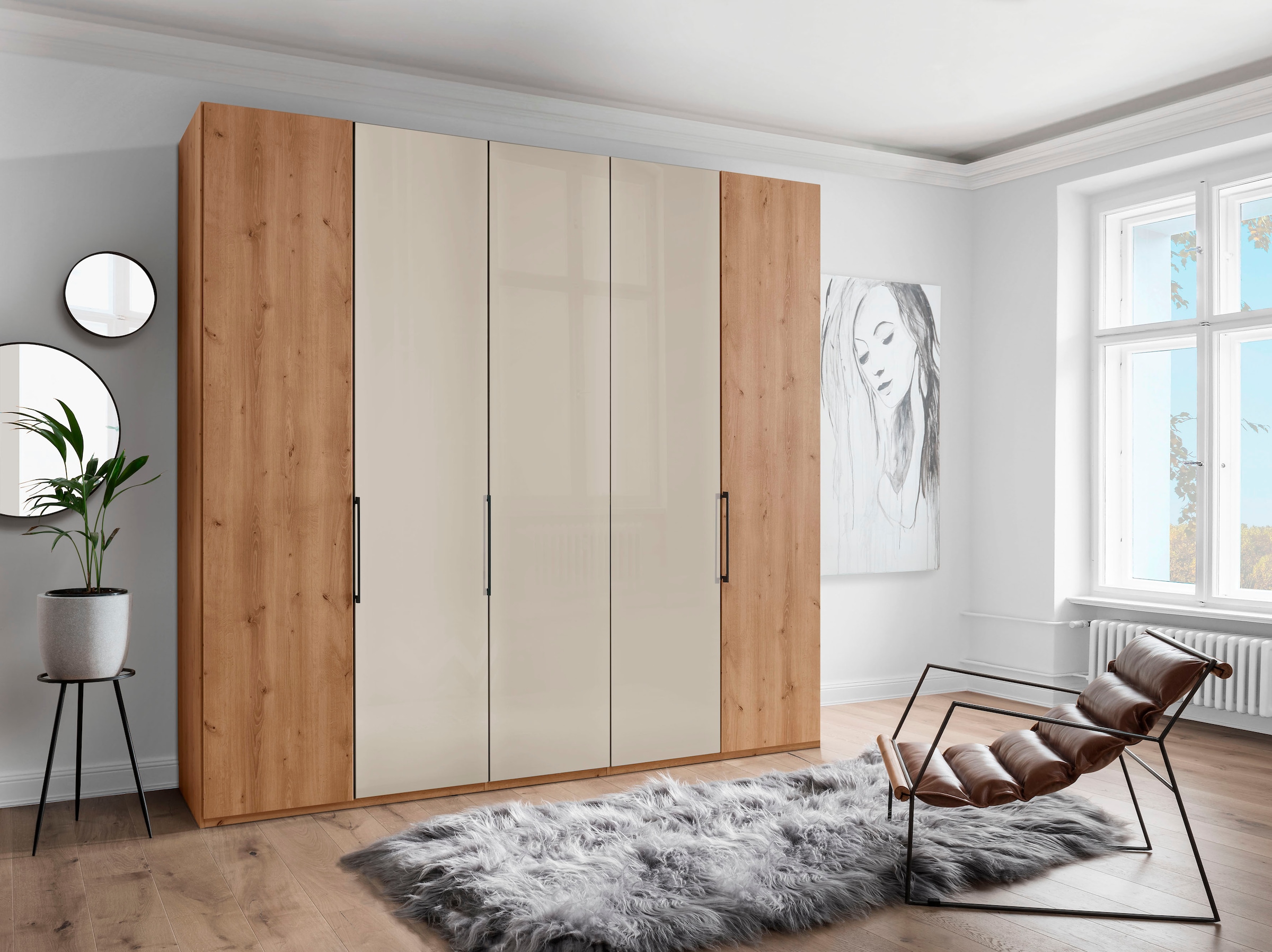 WIEMANN Drehtürenschrank "Monaco" mit Teil-Glasfront sowie hochwertige Besc günstig online kaufen