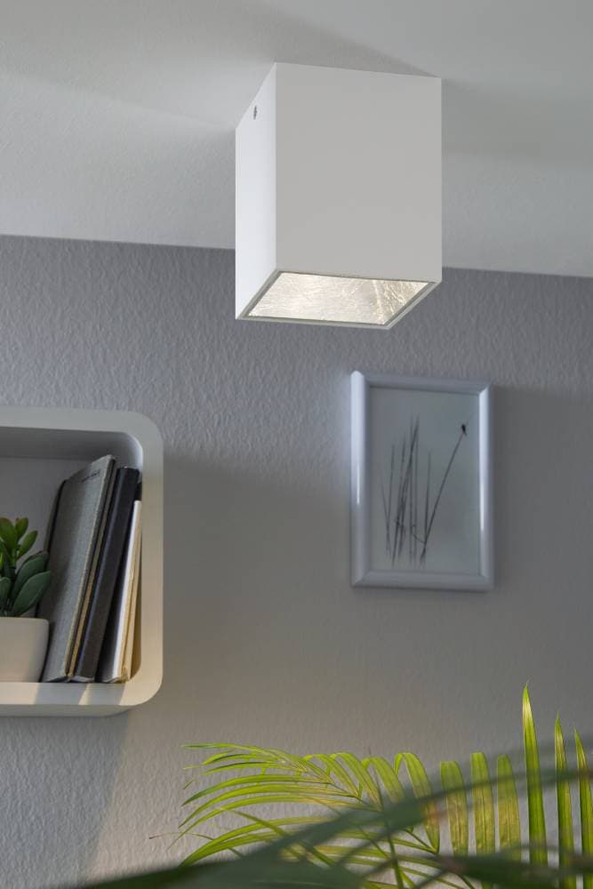 EGLO Deckenleuchte »POLASSO«, 1 flammig, Leuchtmittel LED-Modul | LED wechselbar, Deckenlampe, Aluminium, Kunststoff, Farbe: Weiß, silber, L: 10x10 cm