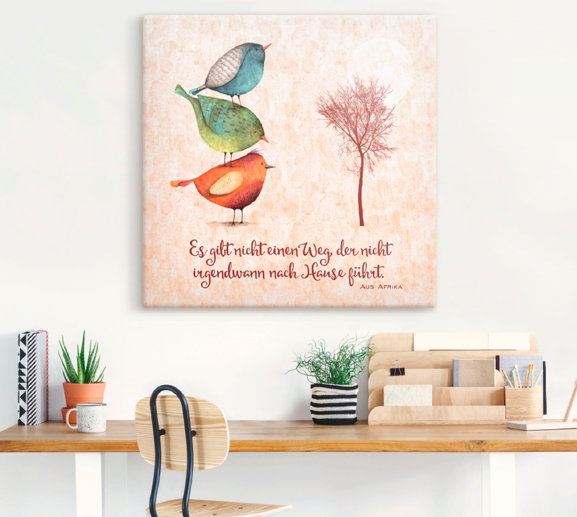 Artland Leinwandbild »Lebensweisheit Zu Hause« Tiere 1 Stk. tlg. auf Holzrahmen gespannt