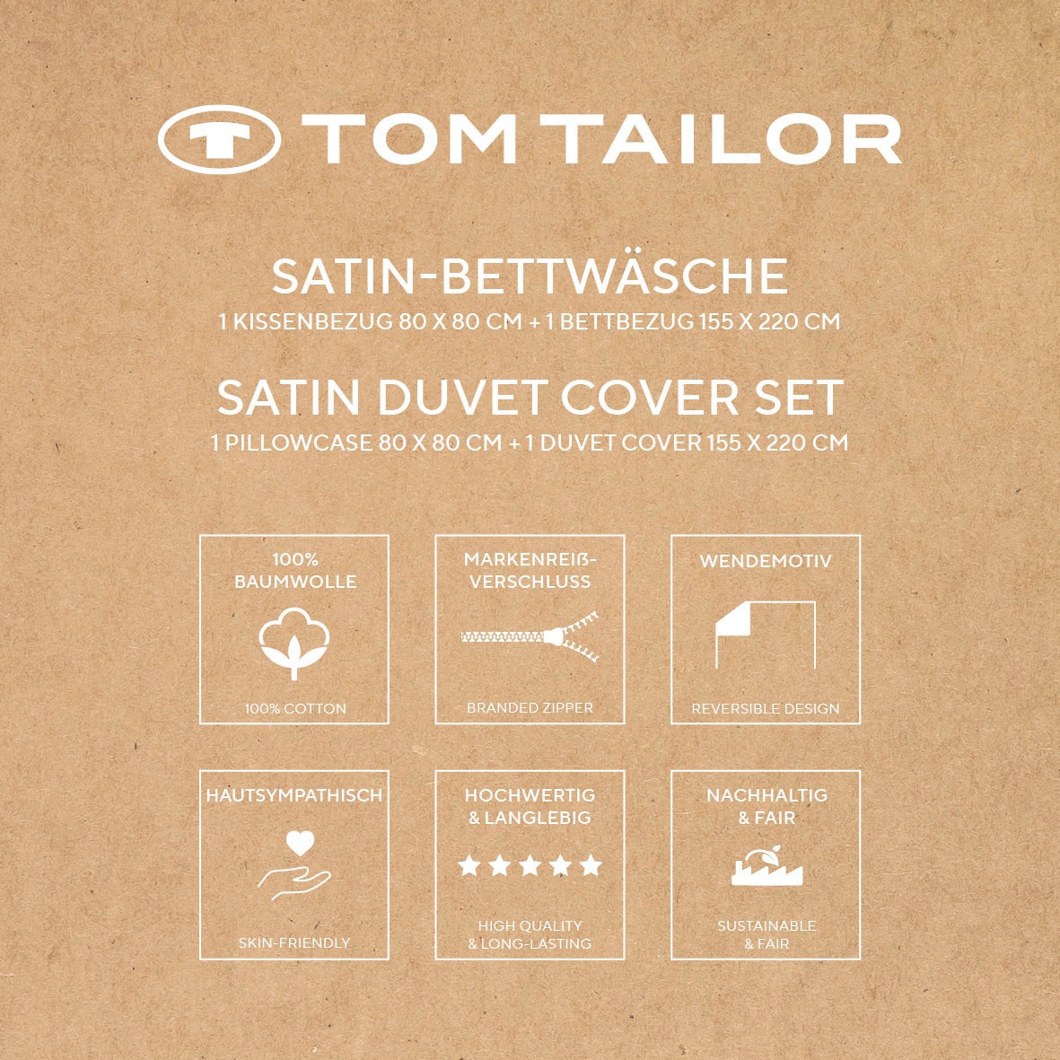 TOM TAILOR HOME Bettwäsche »CLASSIC SATIN STRIPES in Gr. 135x200cm oder 155x220cm«, new bedroom, farbige Paspel am Kissen