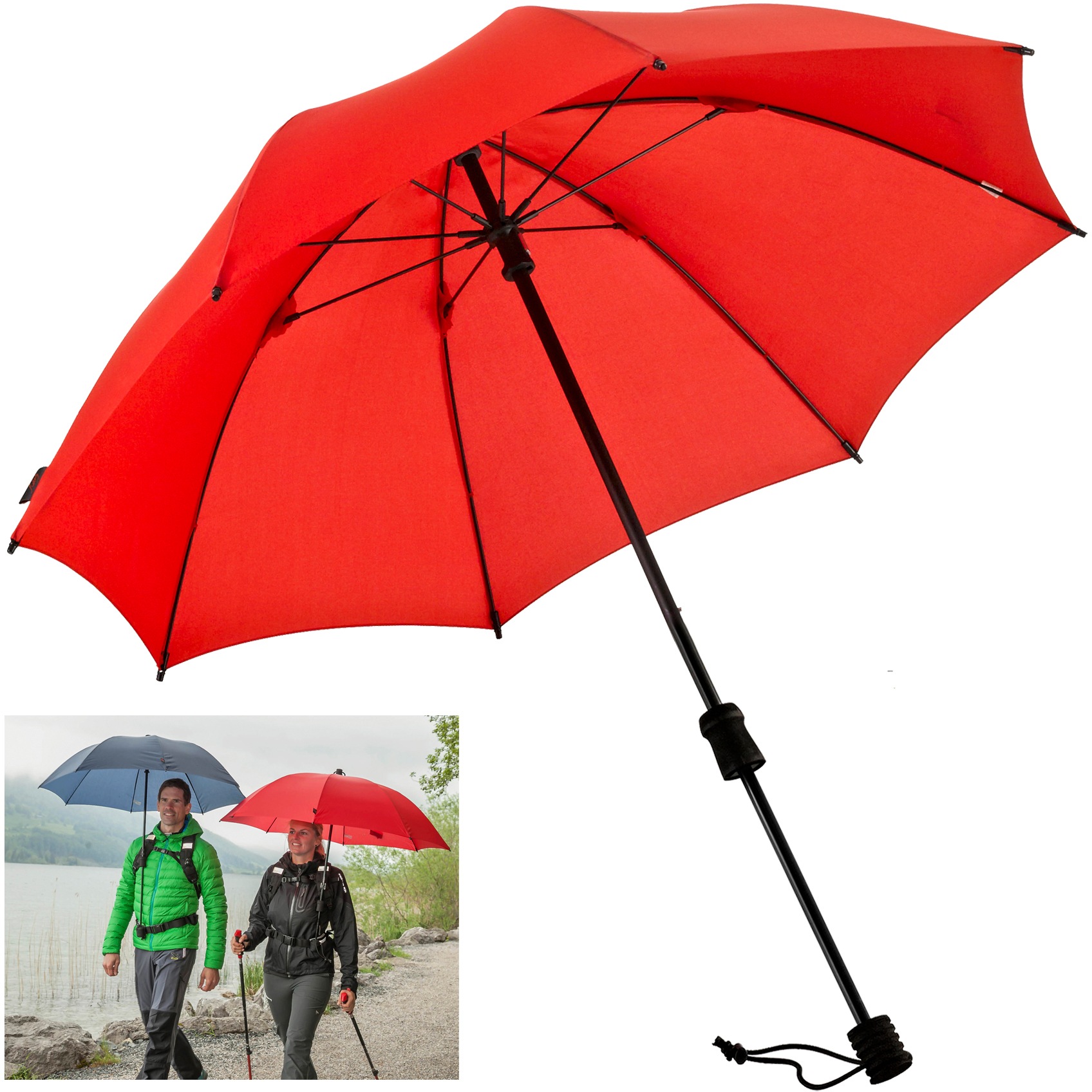 »Swing tragbar kaufen handsfree, handfrei rot«, EuroSCHIRM® günstig Stockregenschirm