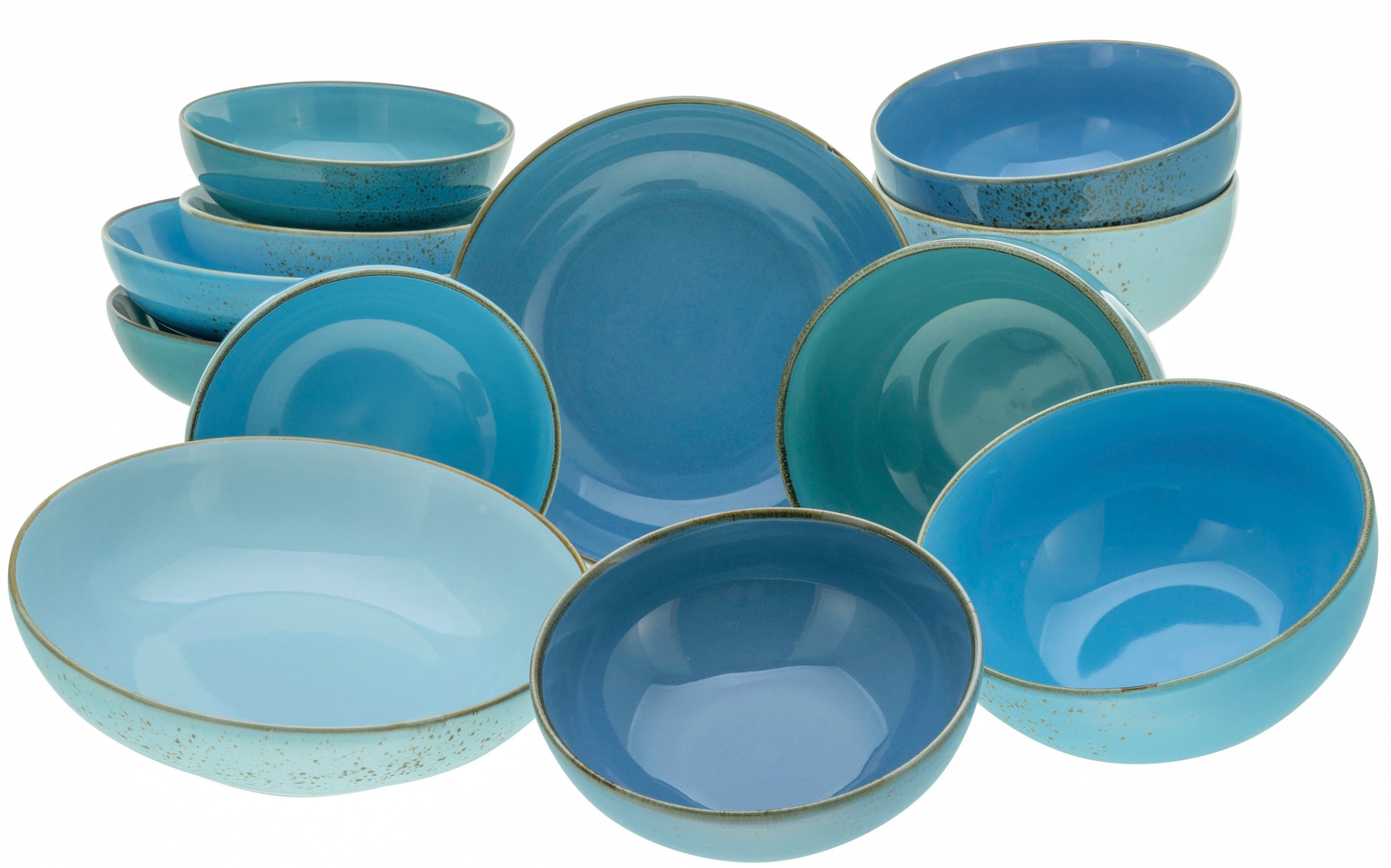 CreaTable Schale »NATURE COLLECTION Aqua« 12 Stk. aus Steinzeug Salatschale günstig online kaufen