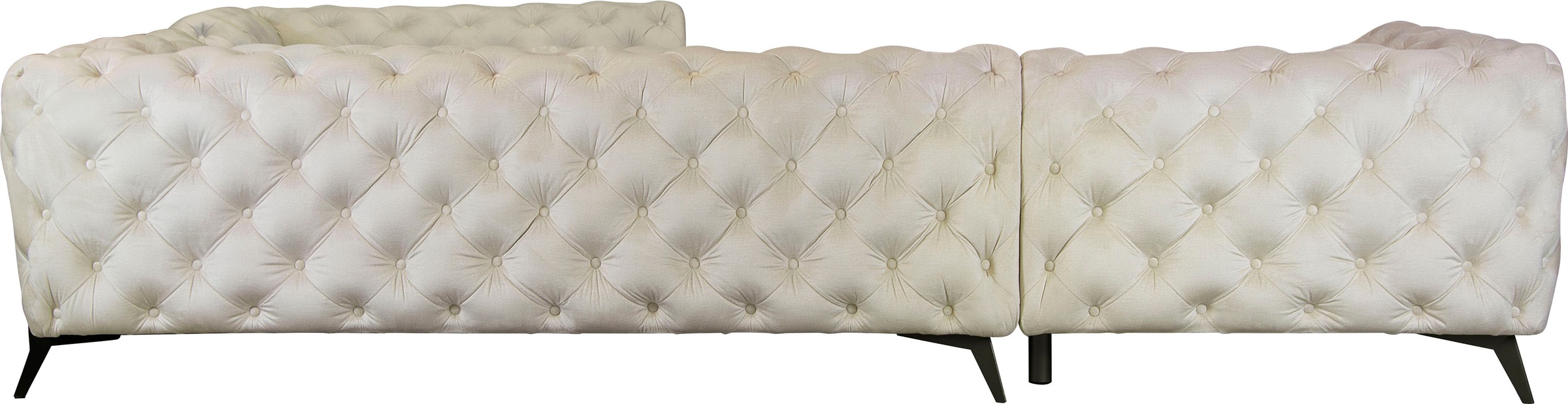 Leonique Chesterfield-Sofa »Amaury L-Form«, großes Ecksofa, Chesterfield-Optik, Breite 323 cm, Fußfarbe wählbar