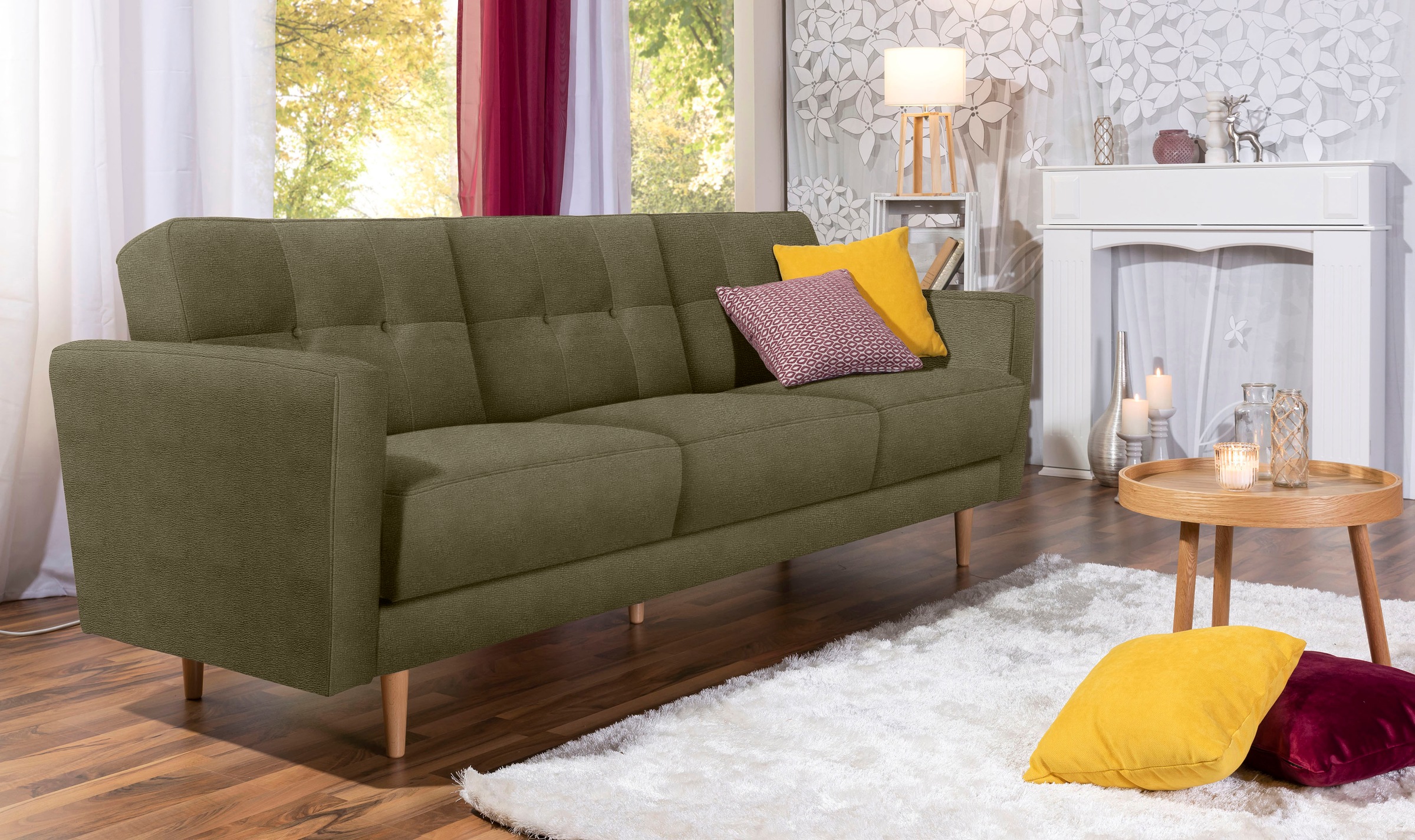 Max Winzer® 3-Sitzer »Jesper Kippcouch mit komfortablem Federkern, klassisch und modern«, Schlafsofa mit Knopfheftung im Rücken, inklusive Bettkasten