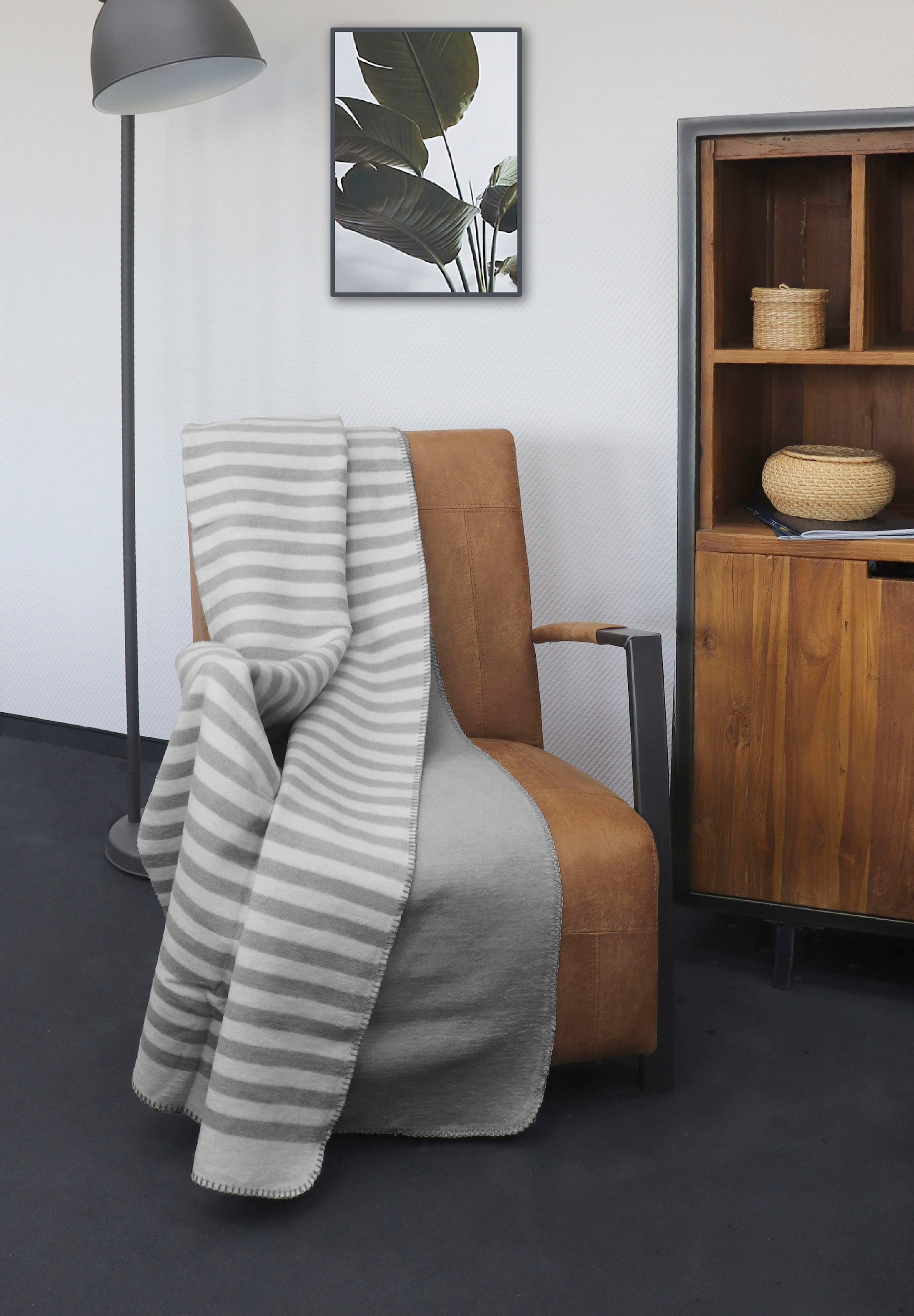 Biberna Wohndecke »Aras«, weiche Wohndecke mit Wendefunktion und Melangeoptik, Made in Germany