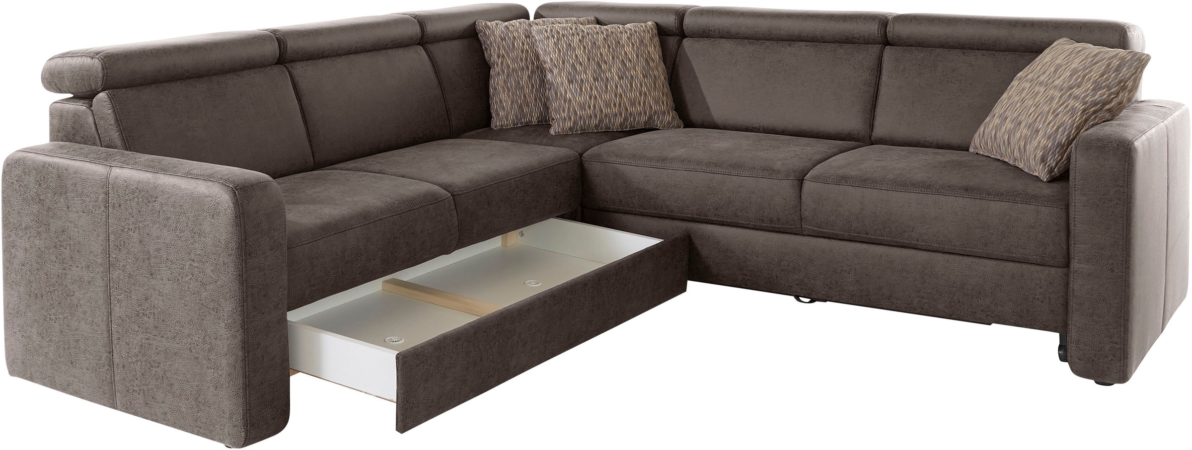 sit&more Ecksofa »Bologna L-Form«, Kopfteilverstellung, wahlweise mit Bettfunktion und Schubkasten