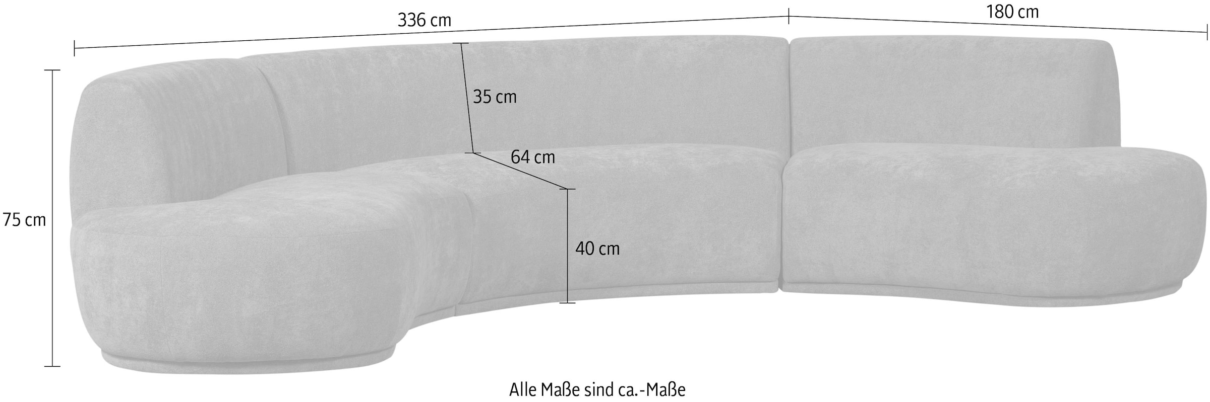 WOOOD Big-Sofa »Batavier«, Halbrundes Sofa, Breite 336 cm