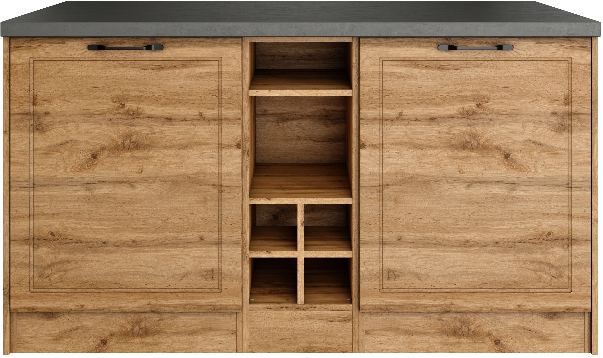 KOCHSTATION Kücheninsel »KS-Lani, Breite 153 cm, mit Flaschenregal«, MDF-Fronten, Arbeitsplatte 38mm stark