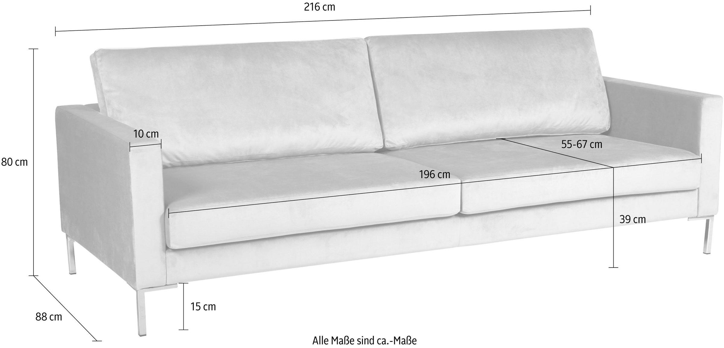 Alte Gerberei 3-Sitzer »Velina«, mit Metall-Winkelfüßen